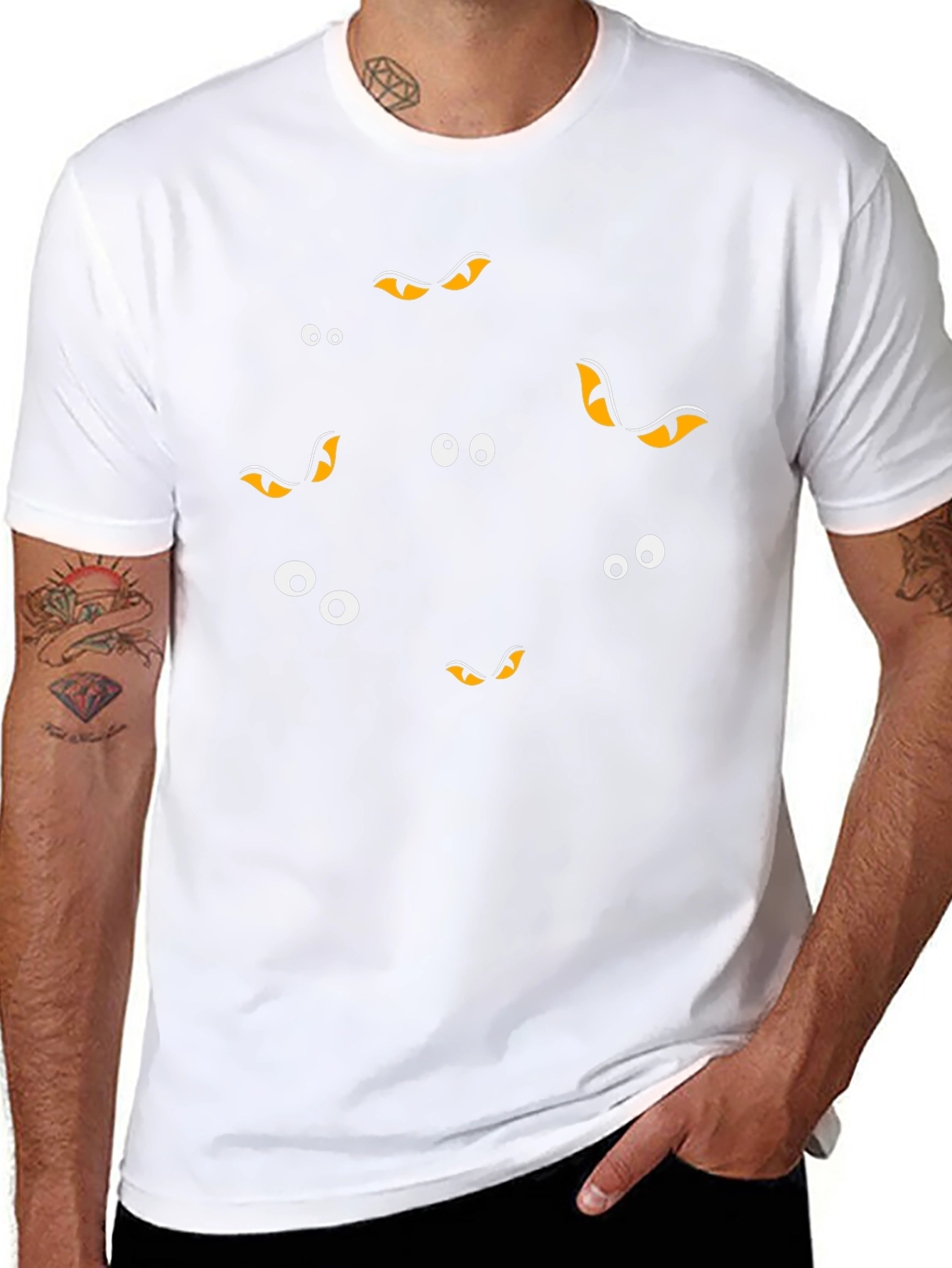 Spooky Eyes Black T-Shirt - Halloween Fun!