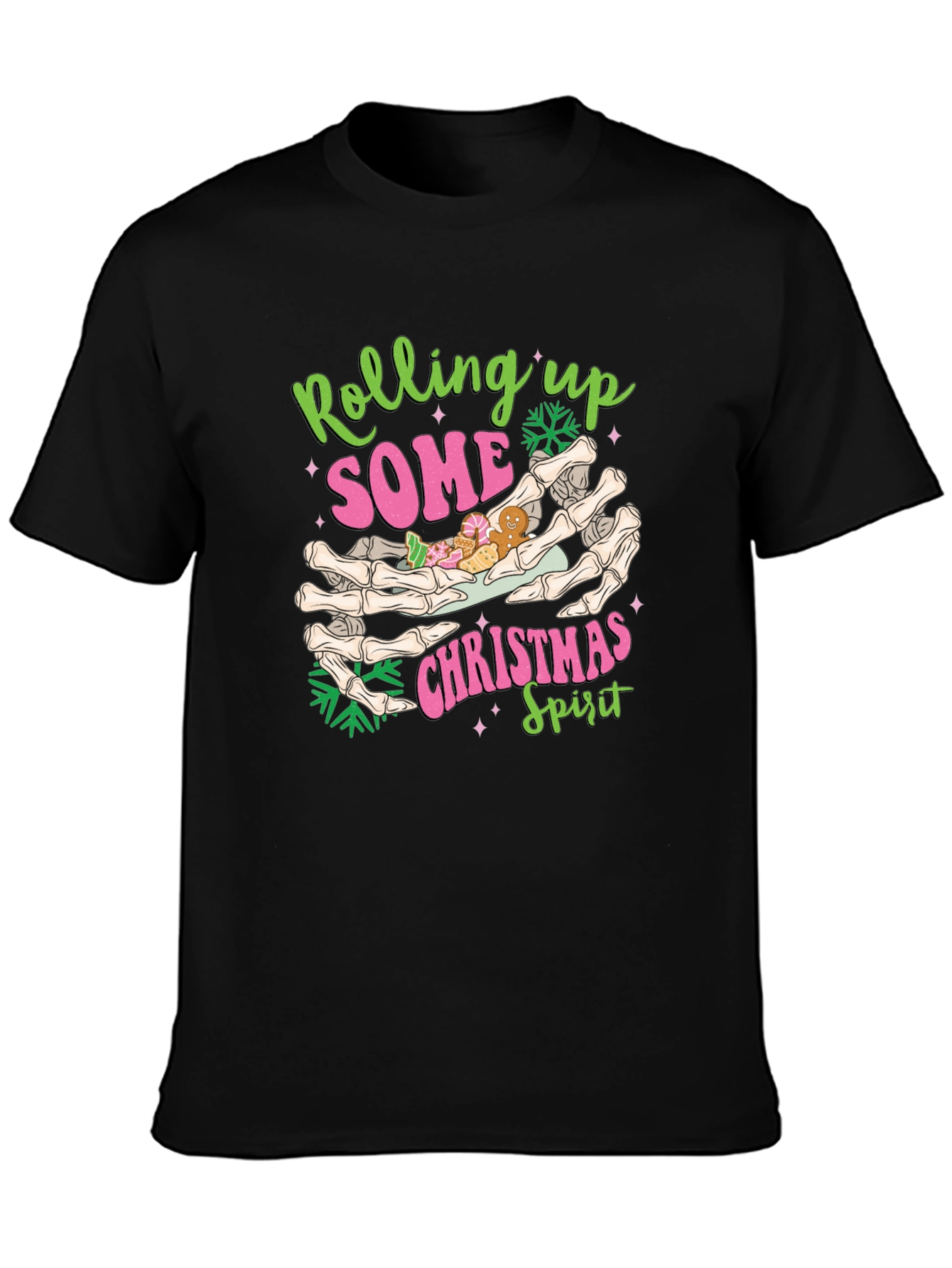 Rolling Up Some Christmas Spirit Skeleton Hands T-Shirt