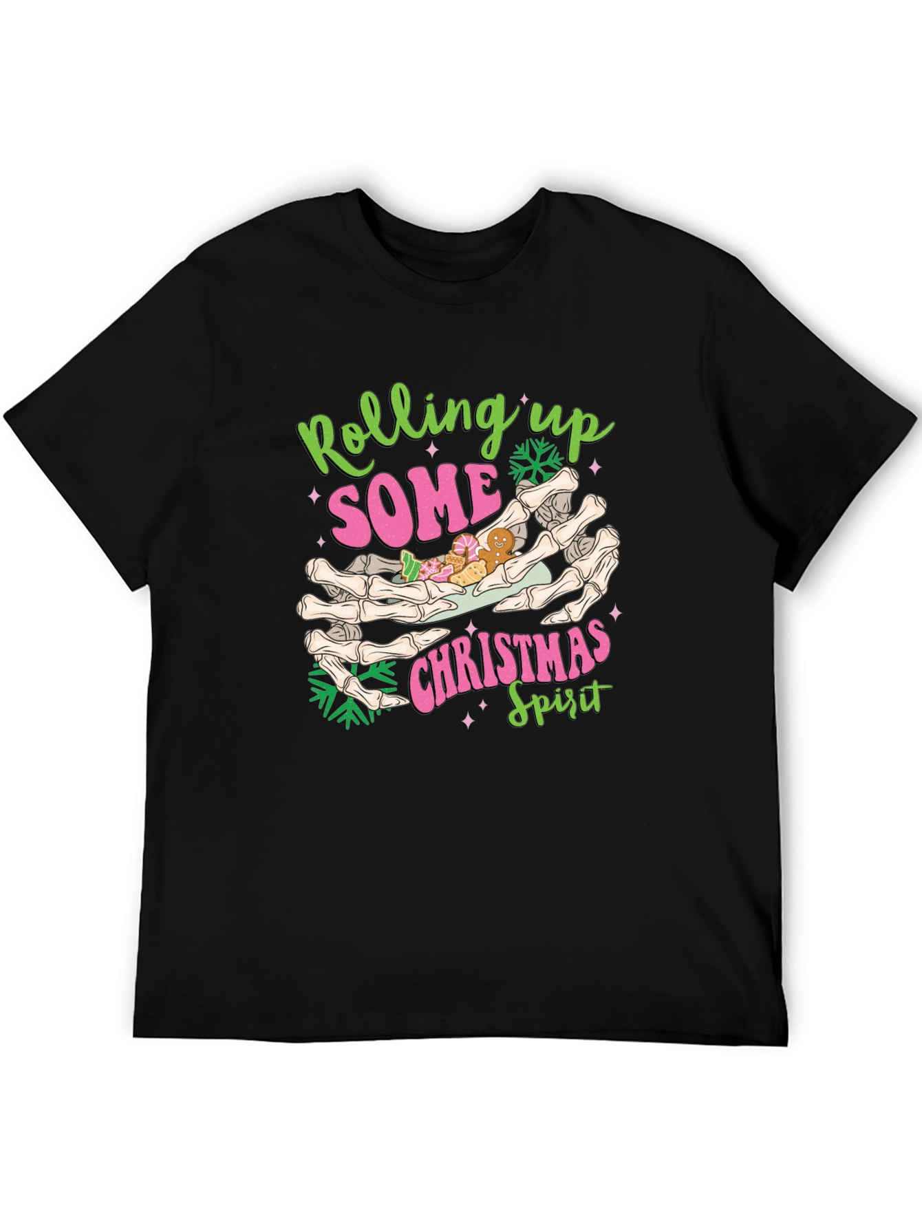 Rolling Up Some Christmas Spirit Skeleton Hands T-Shirt