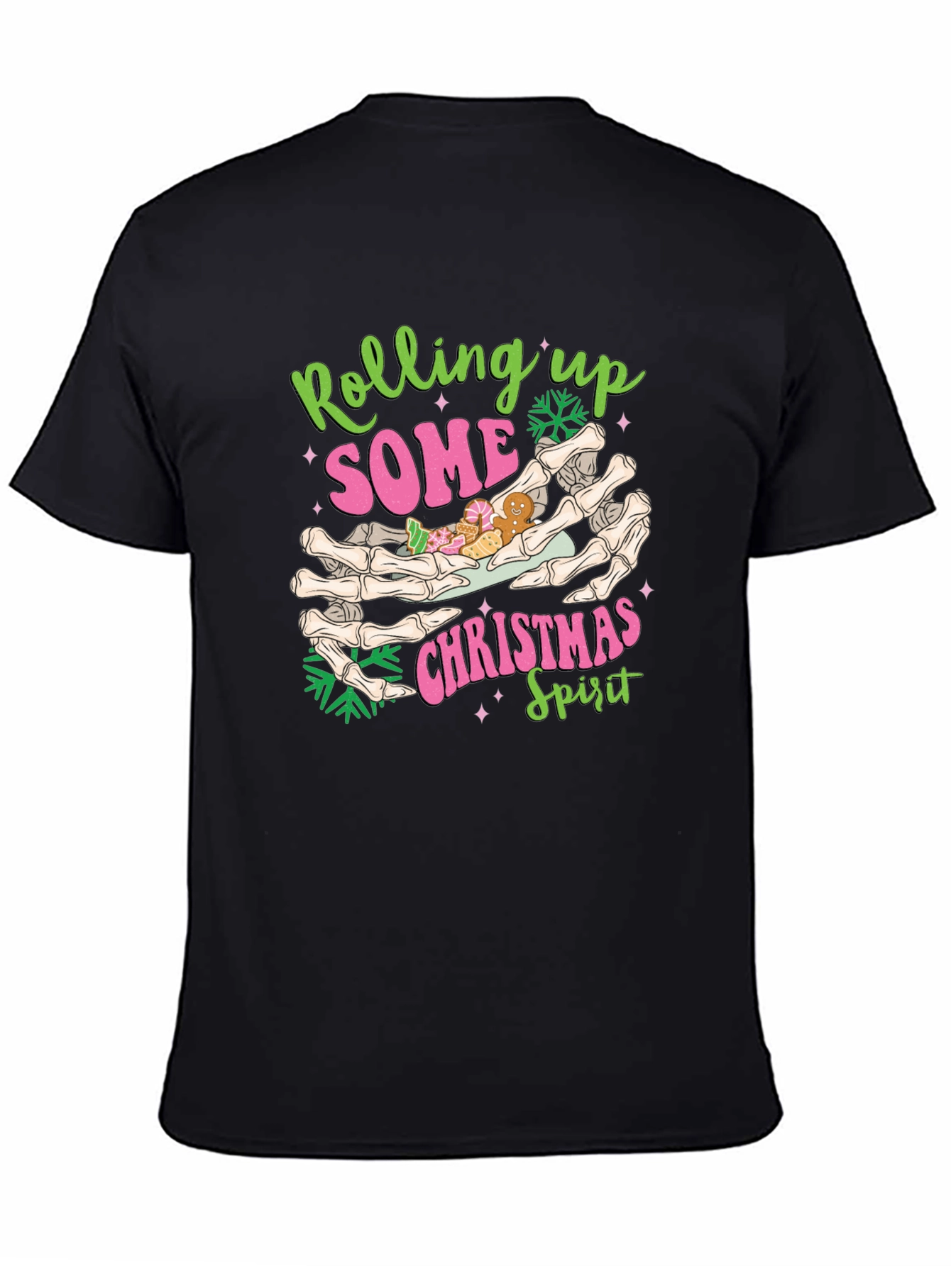 Rolling Up Some Christmas Spirit Skeleton Hands T-Shirt