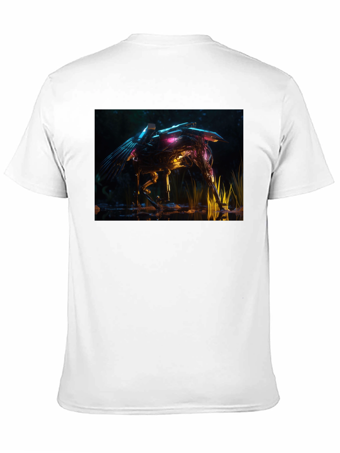 Futuristic Robotic Creature Graphic Tee - Black