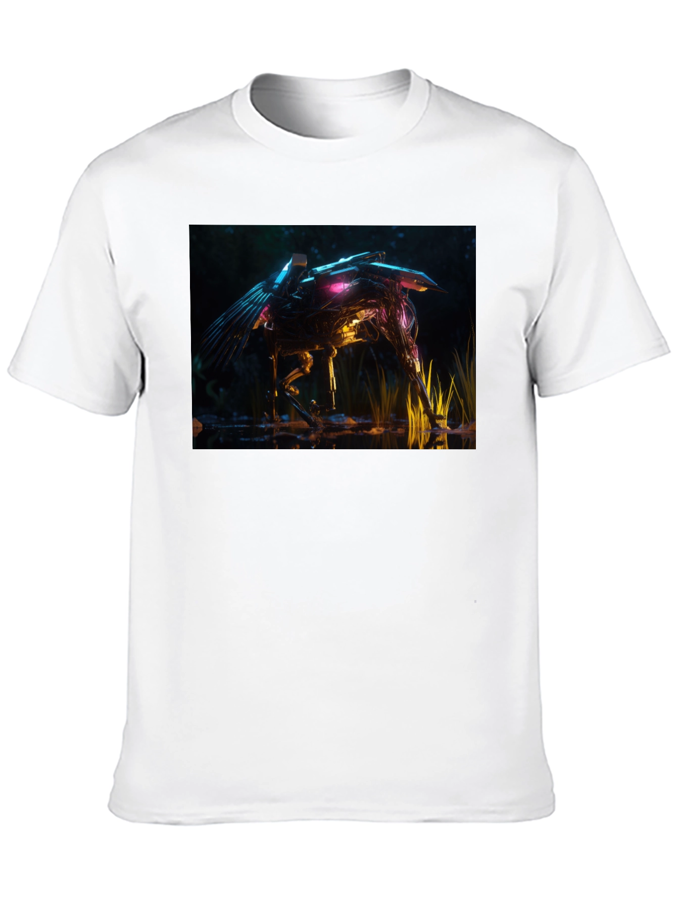 Futuristic Robotic Creature Graphic Tee - Black