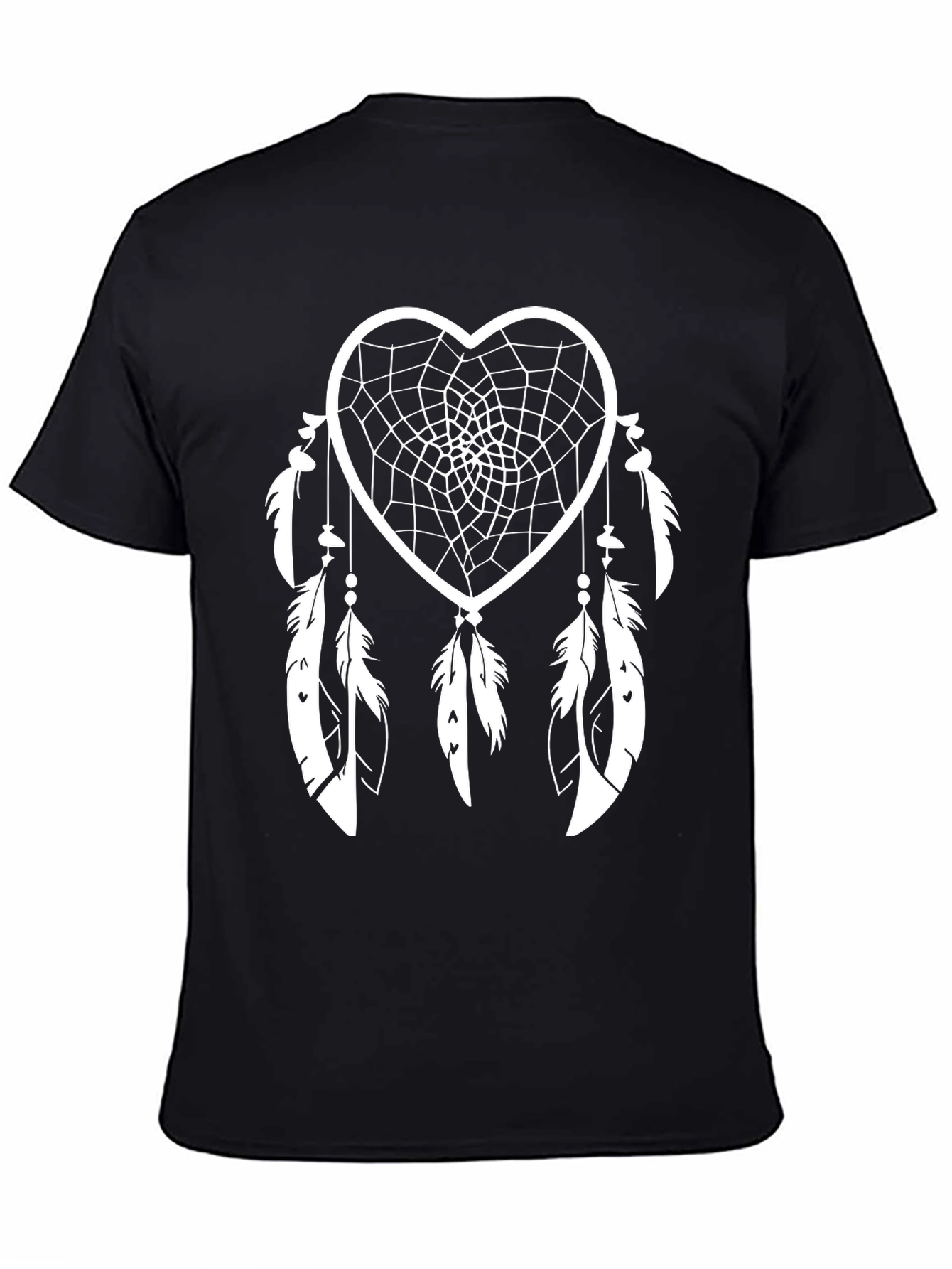 Heart Dreamcatcher Graphic Tee - Black Cotton Shirt