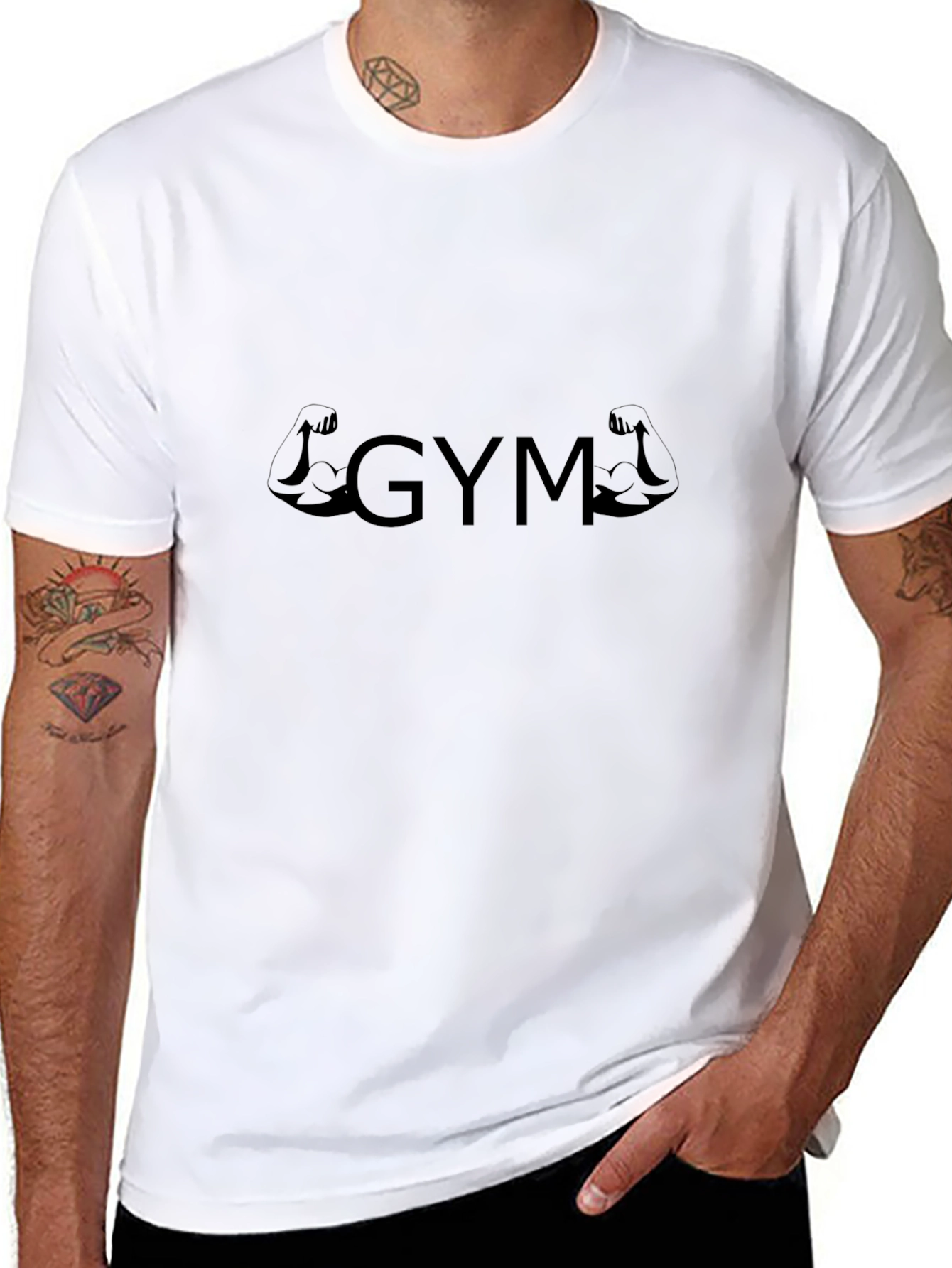 Mens Black Gym T-Shirt with Muscle Graphic