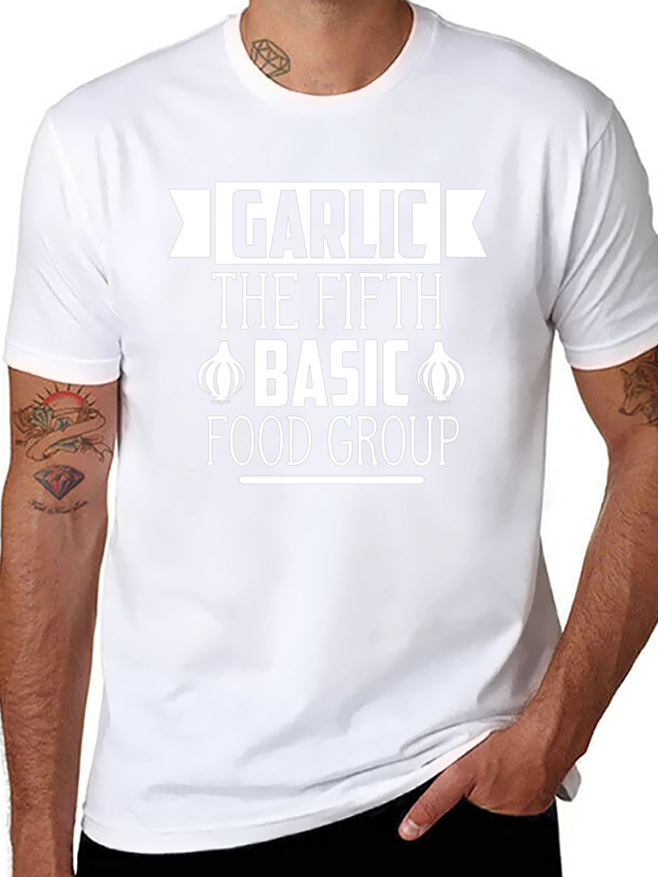 Garlic The Fifth Basic Food Group Black T-Shirt