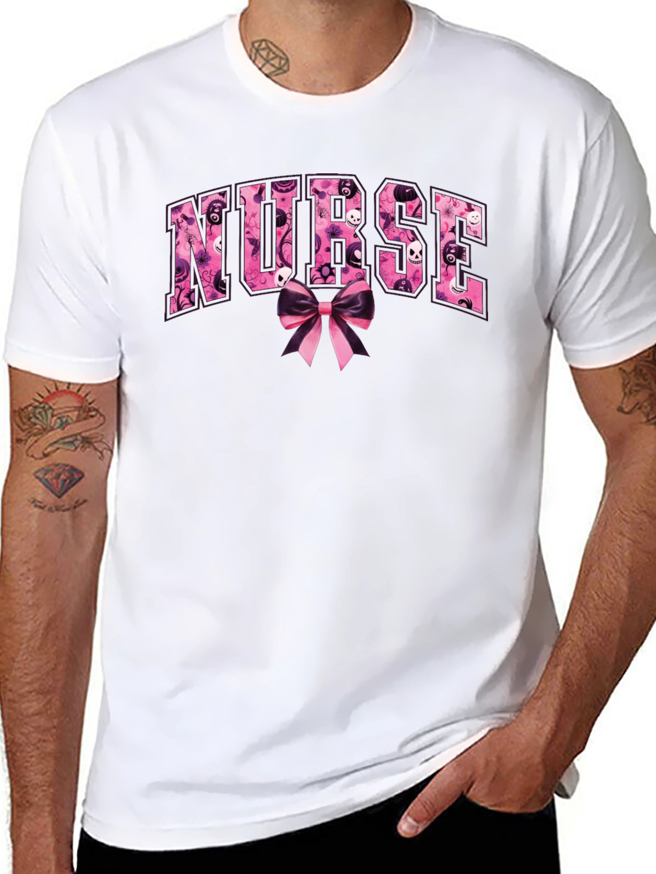 Nurse Halloween T-Shirt - Spooky Bow Design