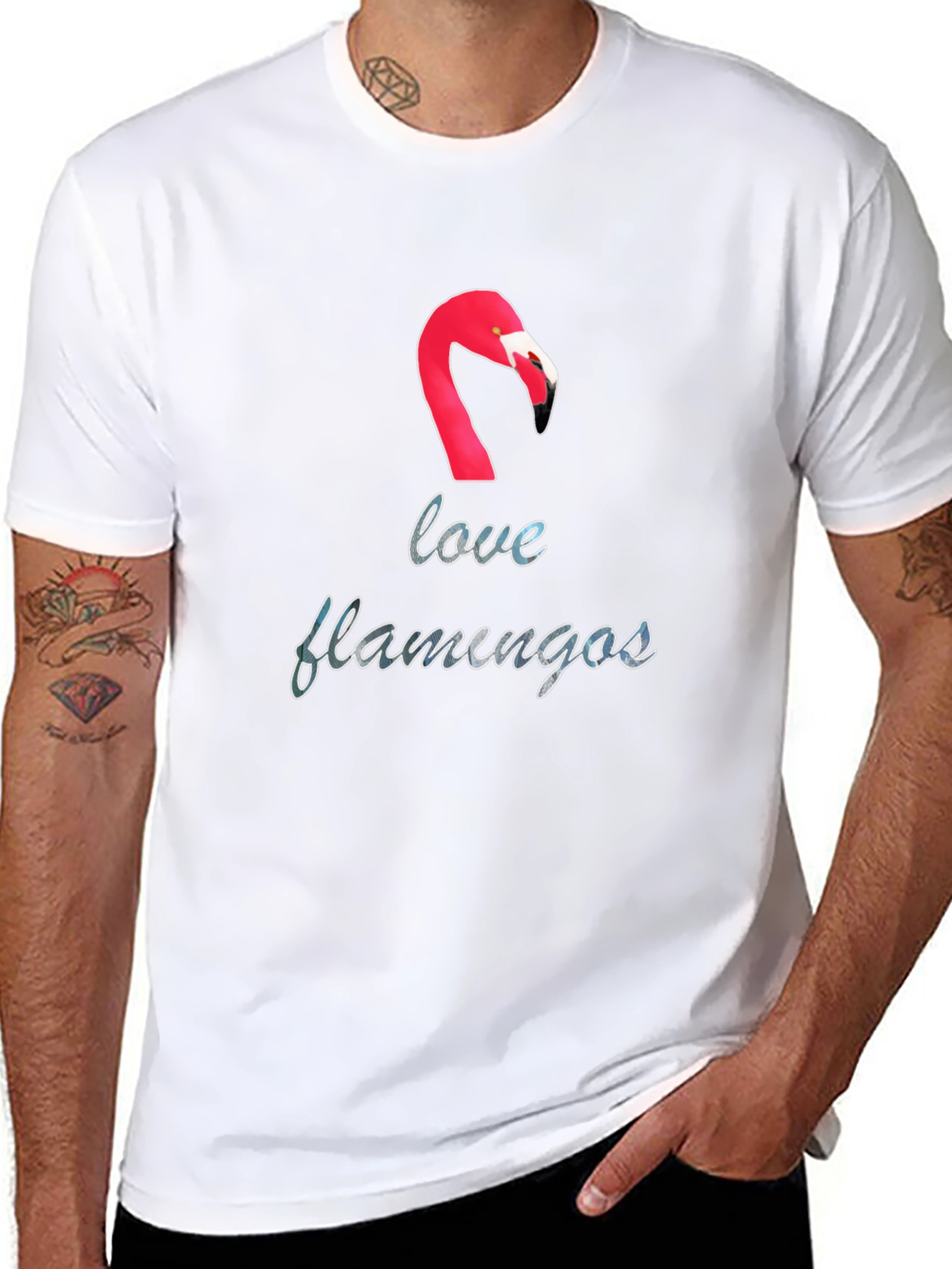 Love Flamingos Black T-Shirt
