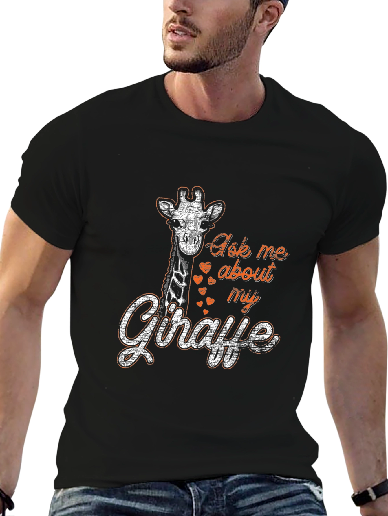 Ask Me About My Giraffe Graphic Tee - Black