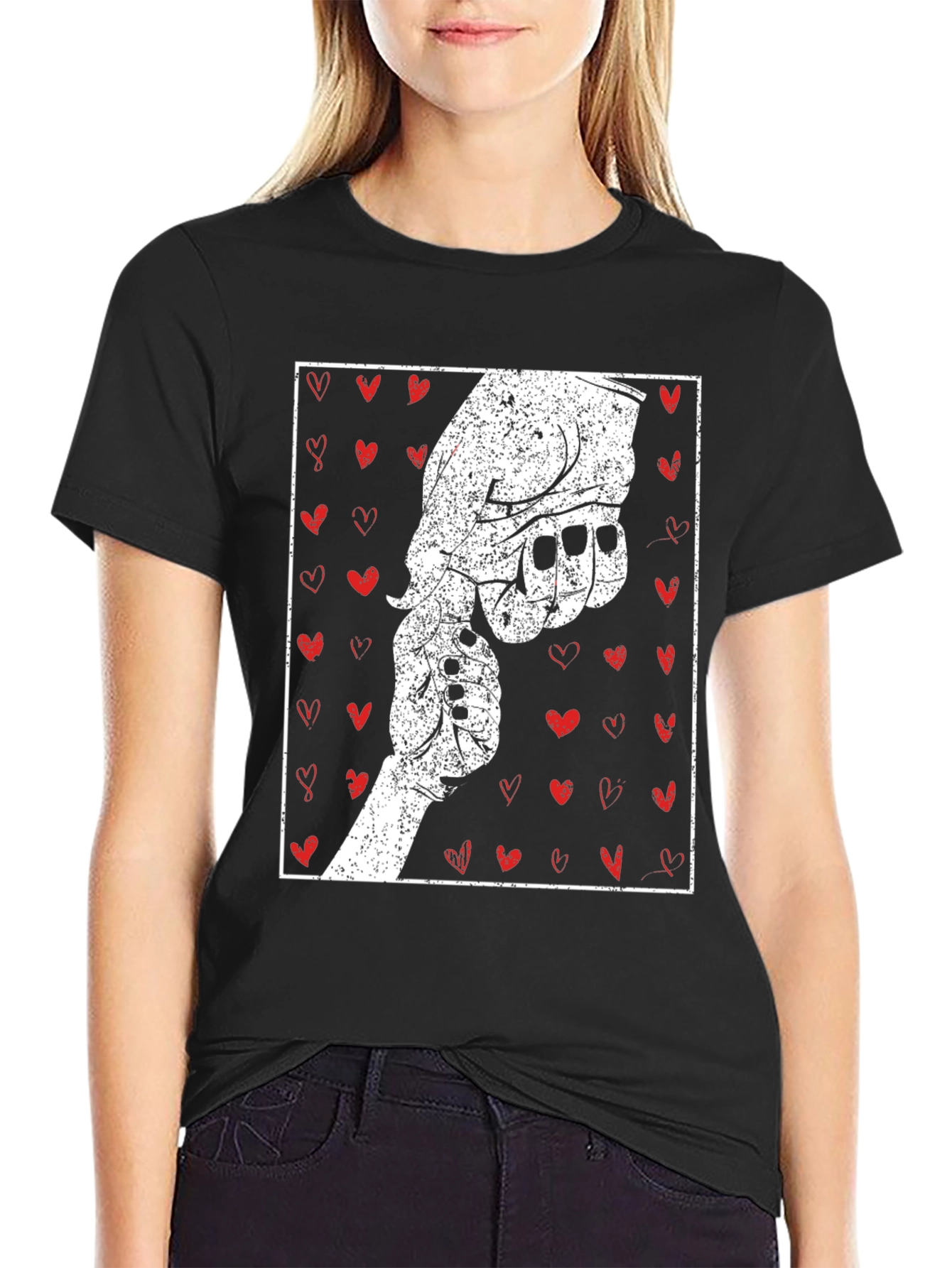 Father Son Hand Heart Graphic T-Shirt