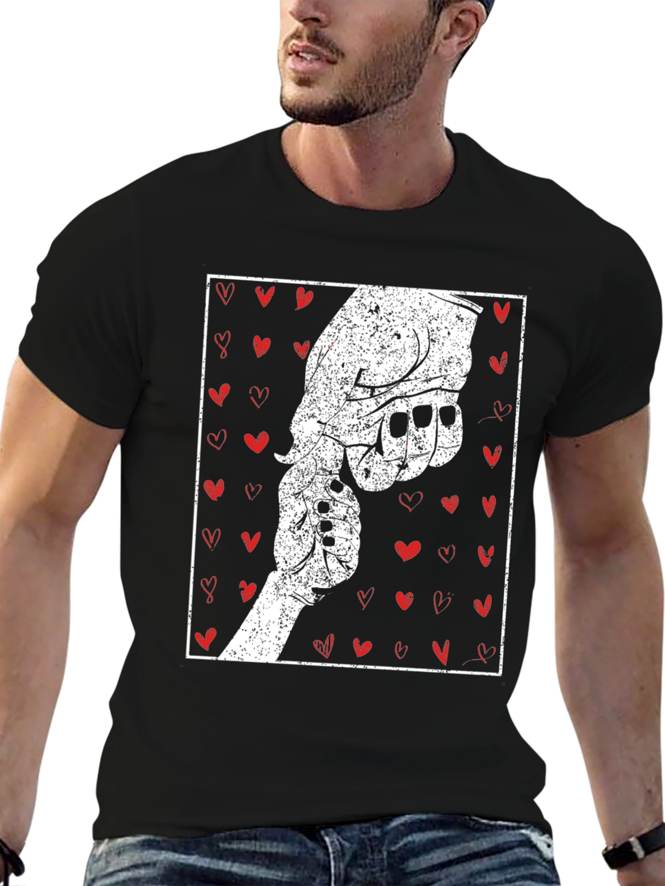 Father Son Hand Heart Graphic T-Shirt