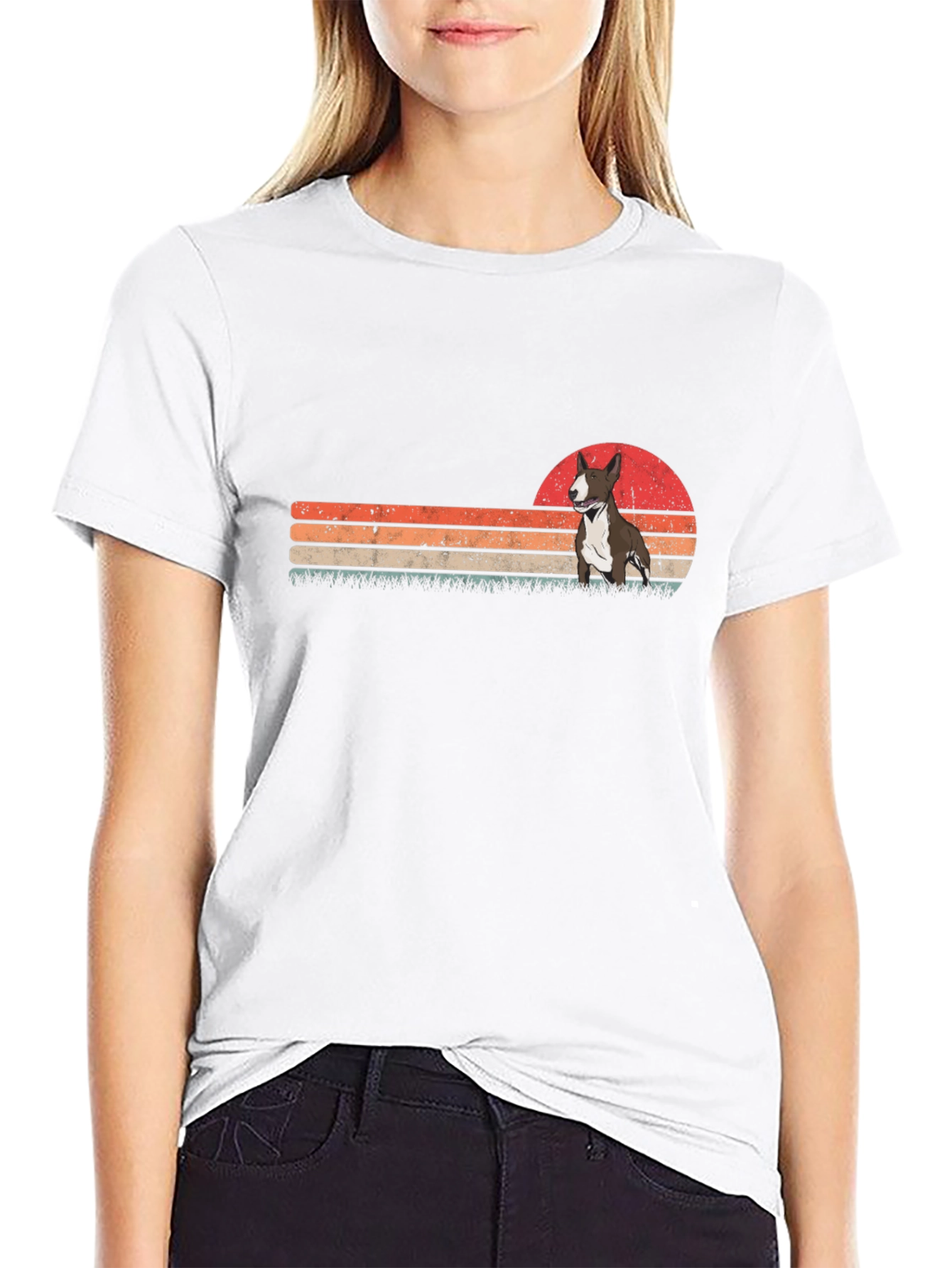 Retro Bull Terrier Graphic Tee - Black