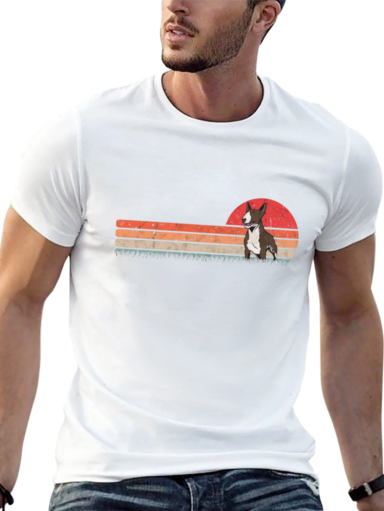 Retro Bull Terrier Graphic Tee - Black