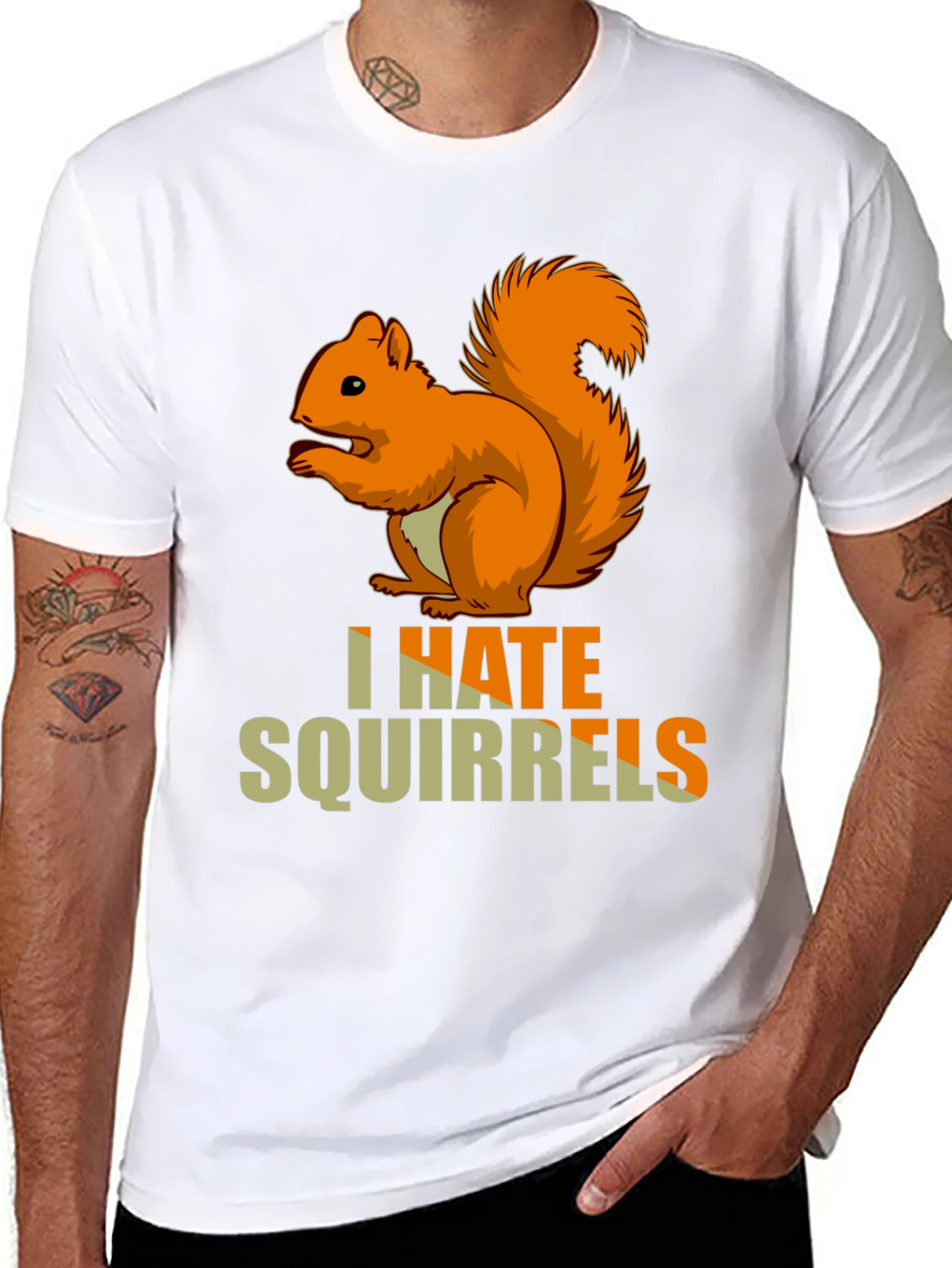I HATE Squirrels Funny Graphic Novelty T-Shirt