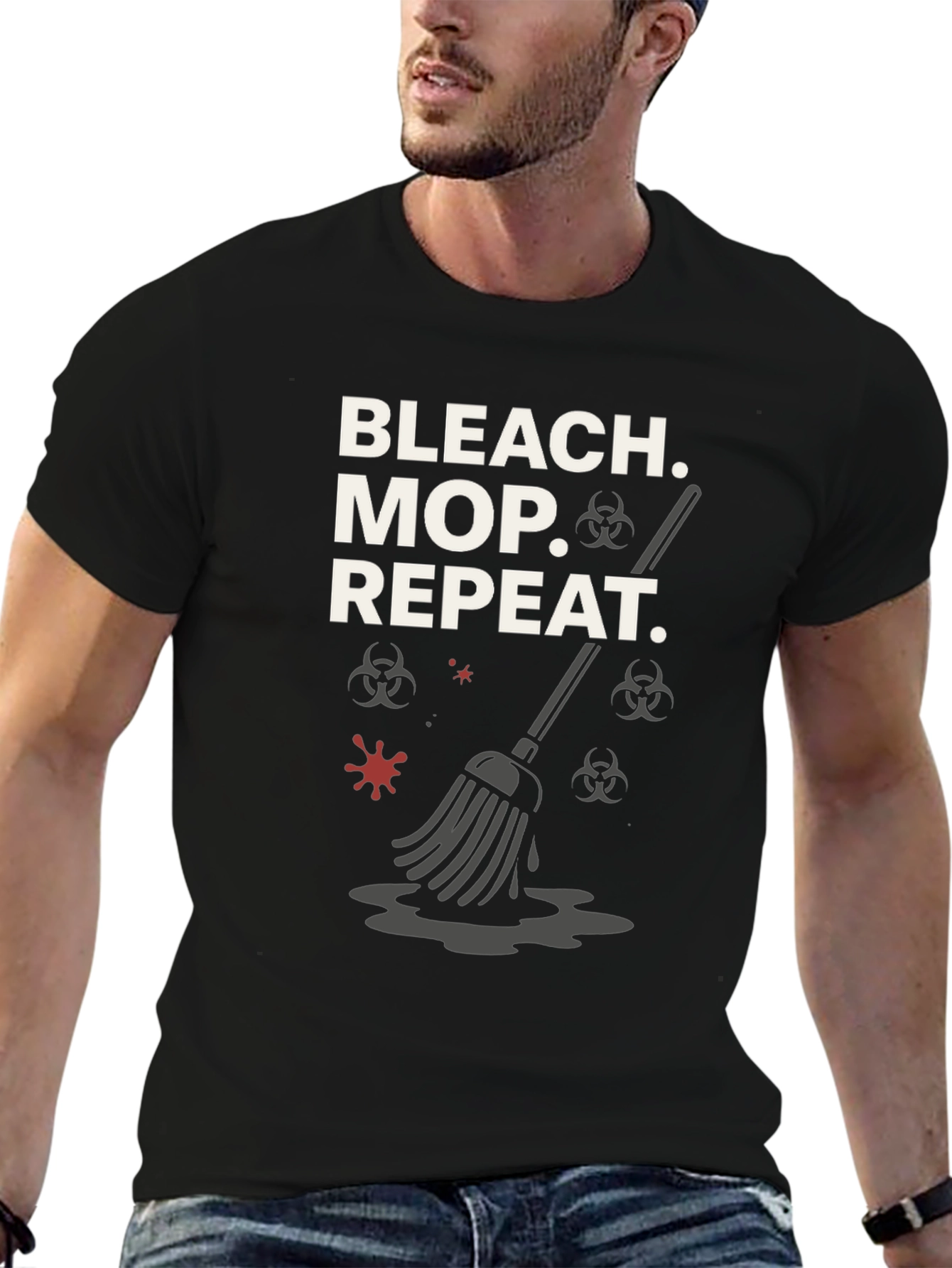 Bleach Mop Repeat T-Shirt - Cleaning Crew Gift