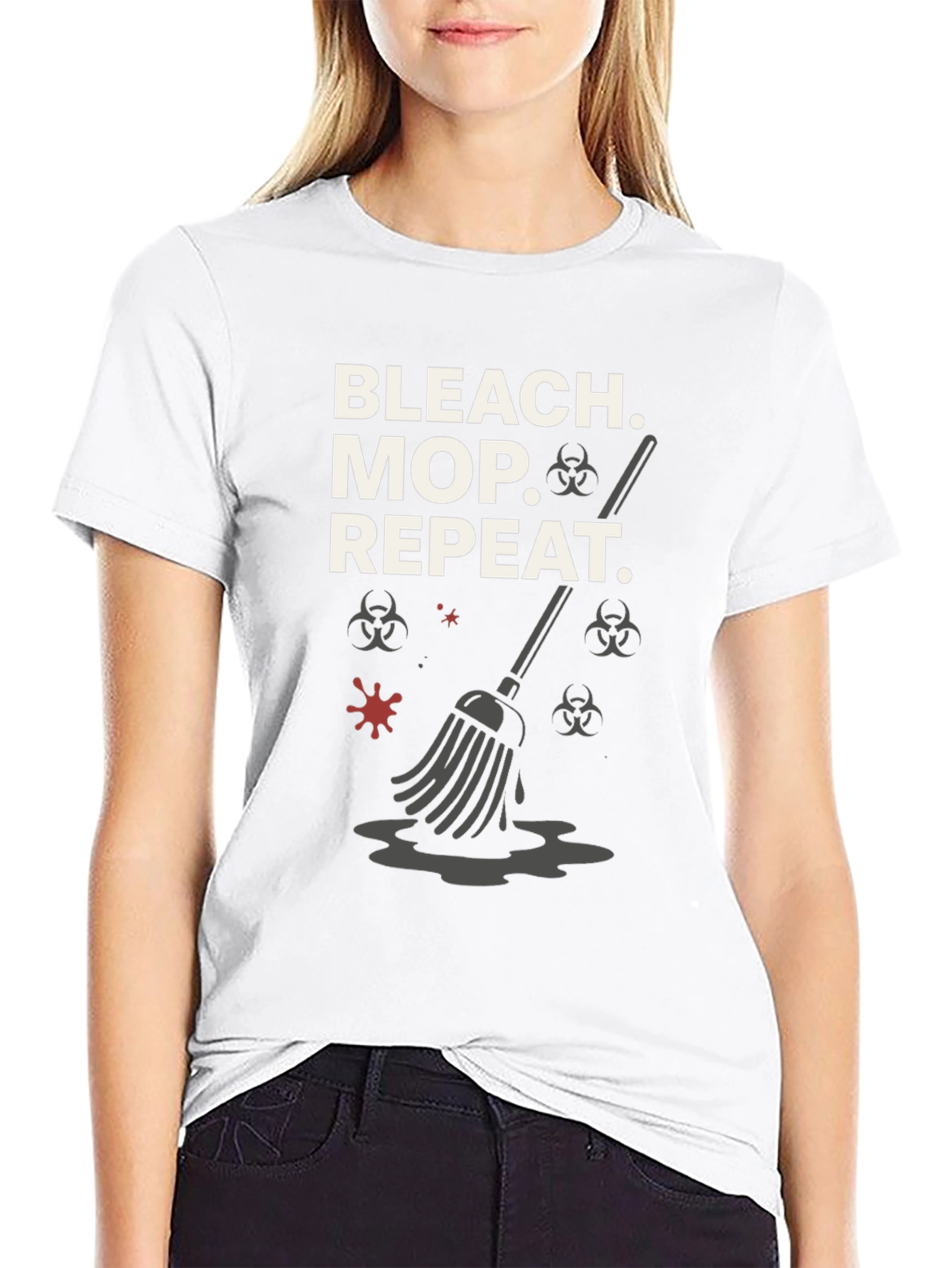 Bleach Mop Repeat T-Shirt - Cleaning Crew Gift