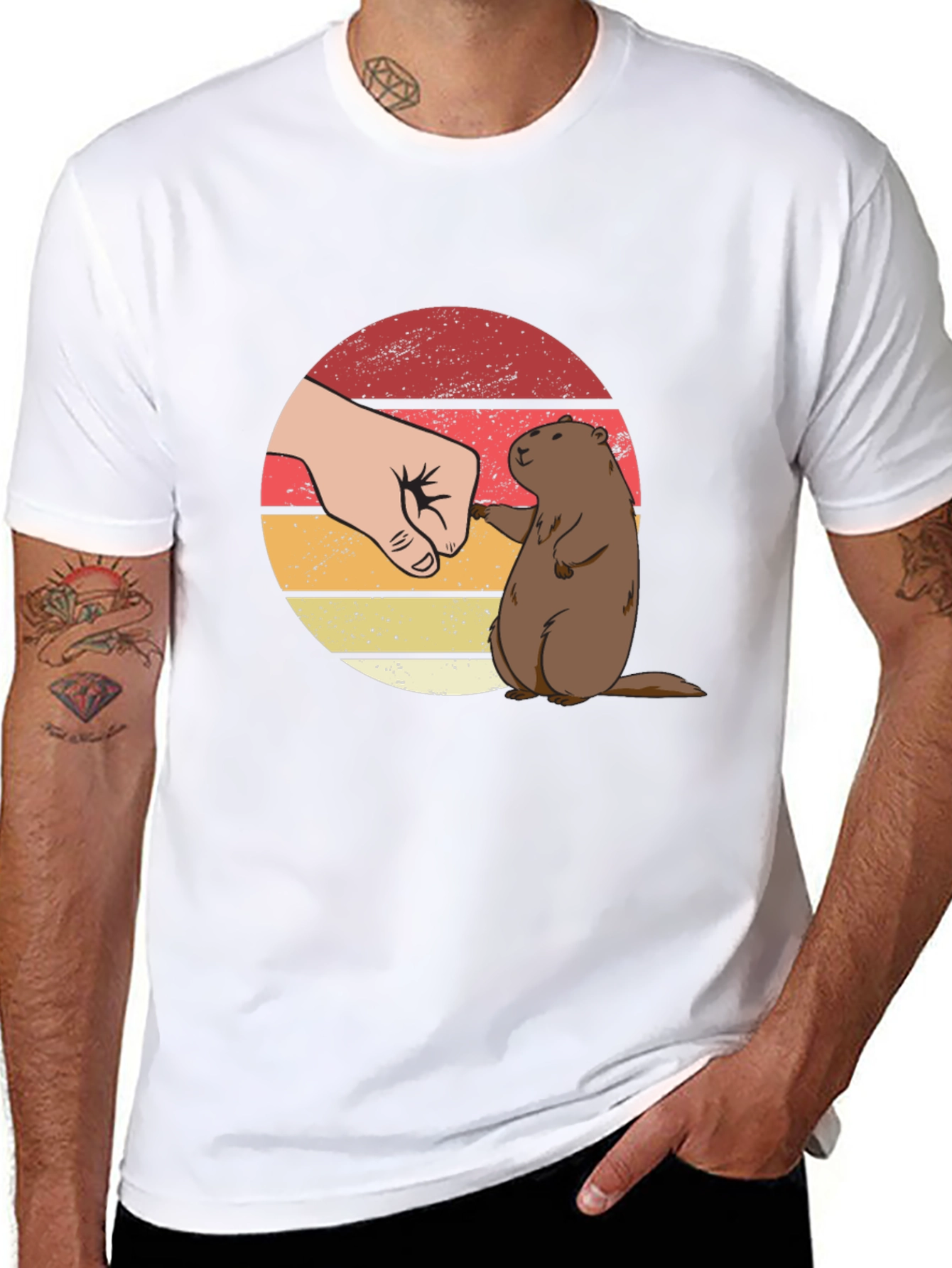 Groundhog Fist Bump Graphic Tee