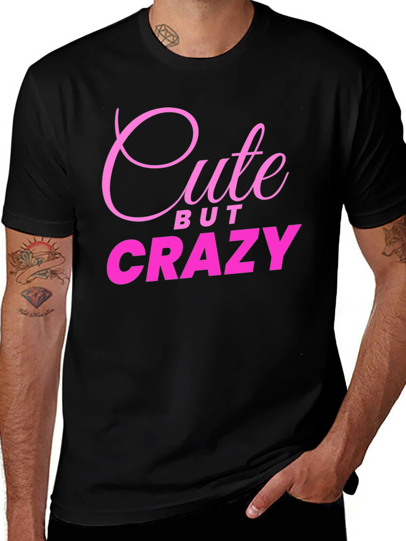 Cute But Crazy Black Graphic Tee for Men