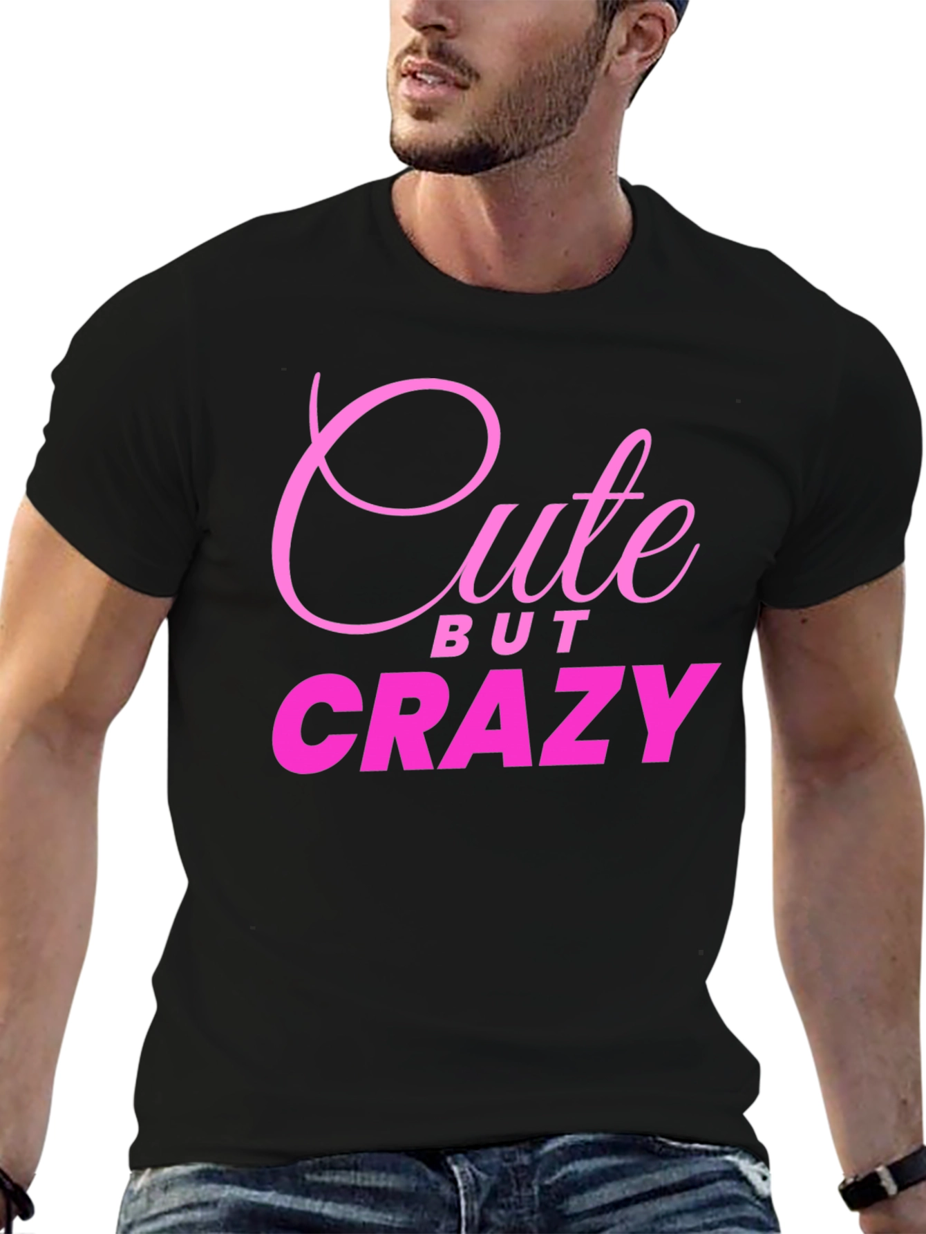 Cute But Crazy Black Graphic Tee for Men