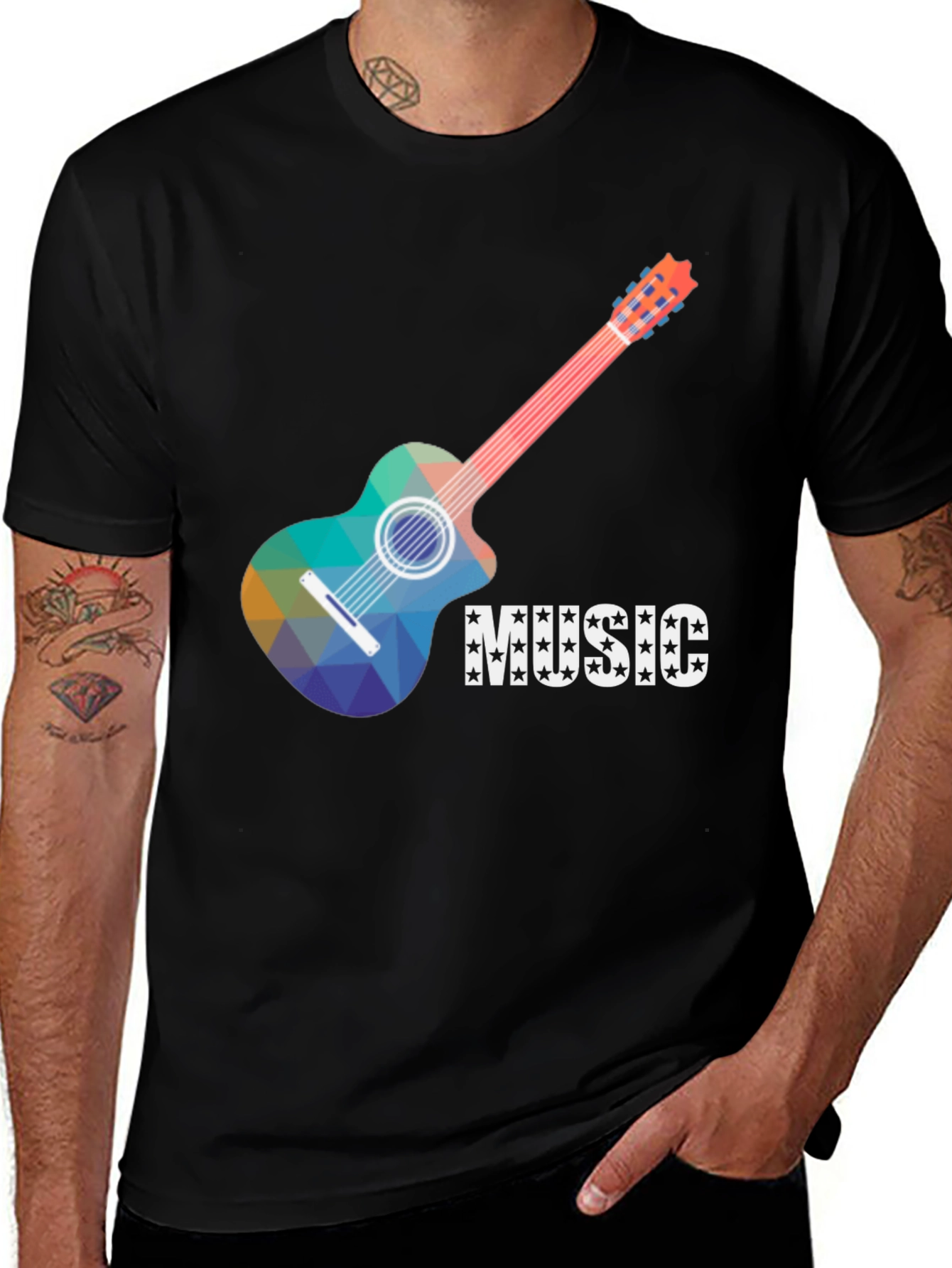 Music Guitar Graphic Tee - Cool Design T-Shirt