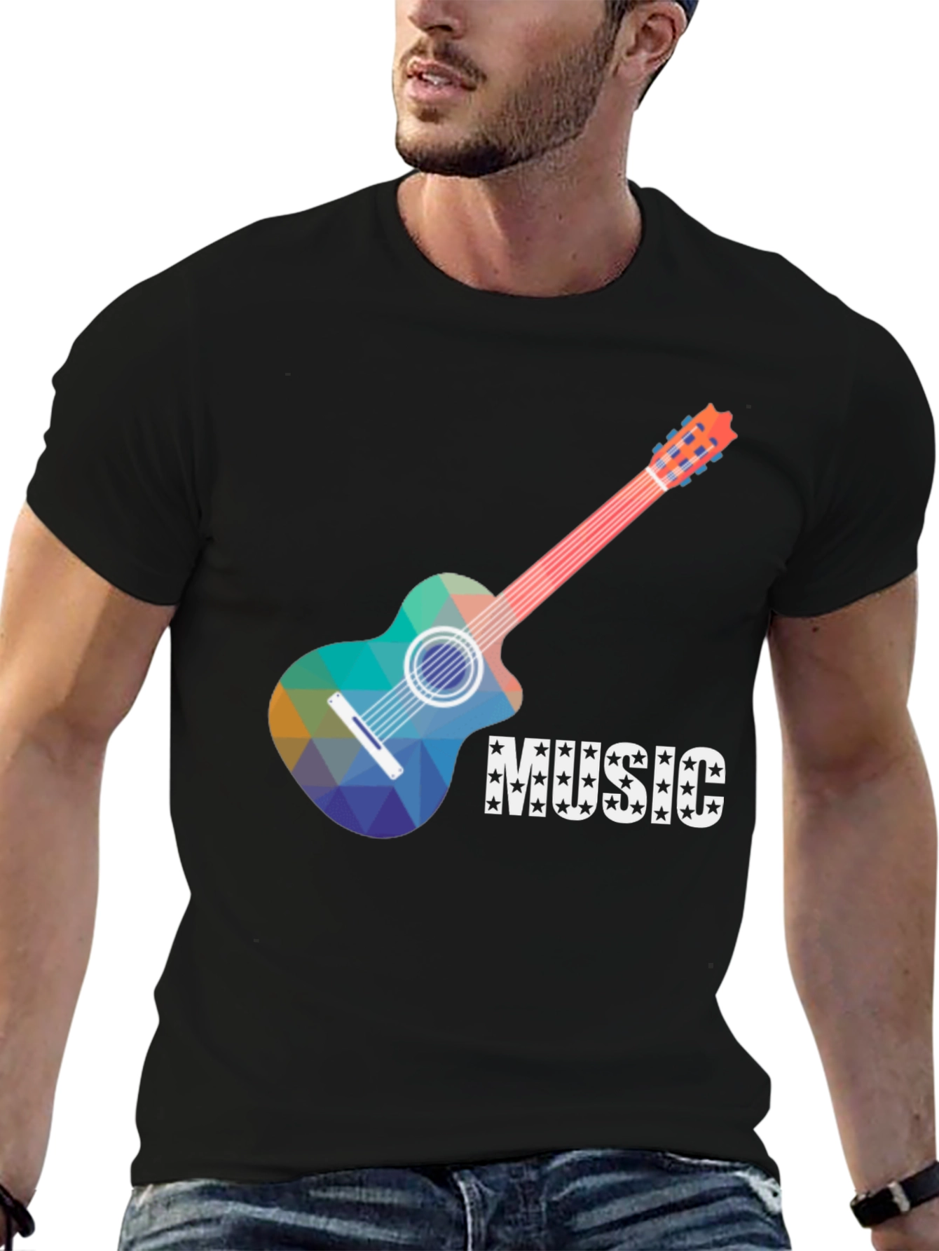 Music Guitar Graphic Tee - Cool Design T-Shirt