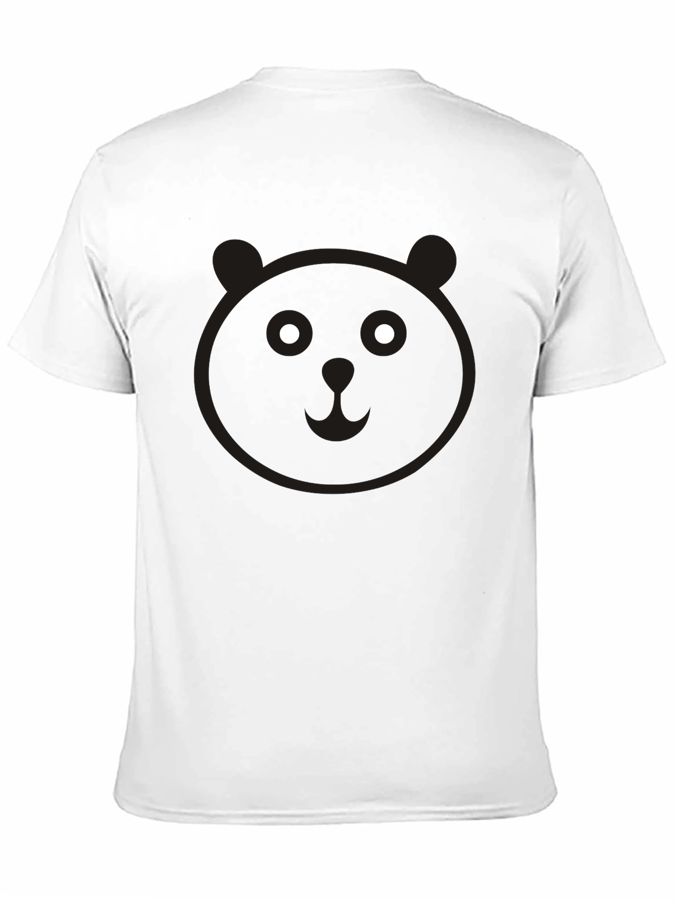Cute Panda Face Graphic Tee - Black Cotton T-Shirt