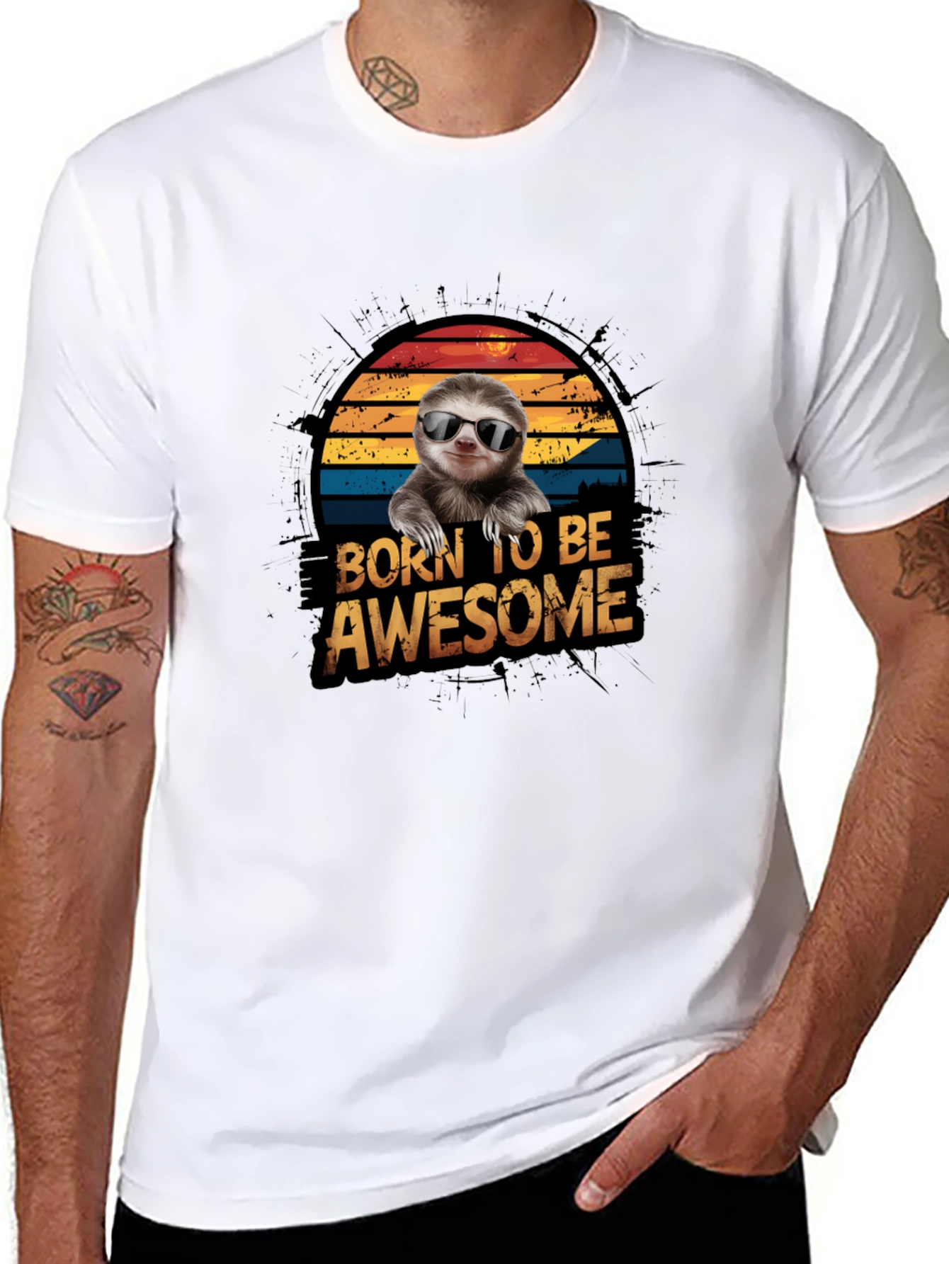 Born to Be Awesome Sloth Graphic T-Shirt
