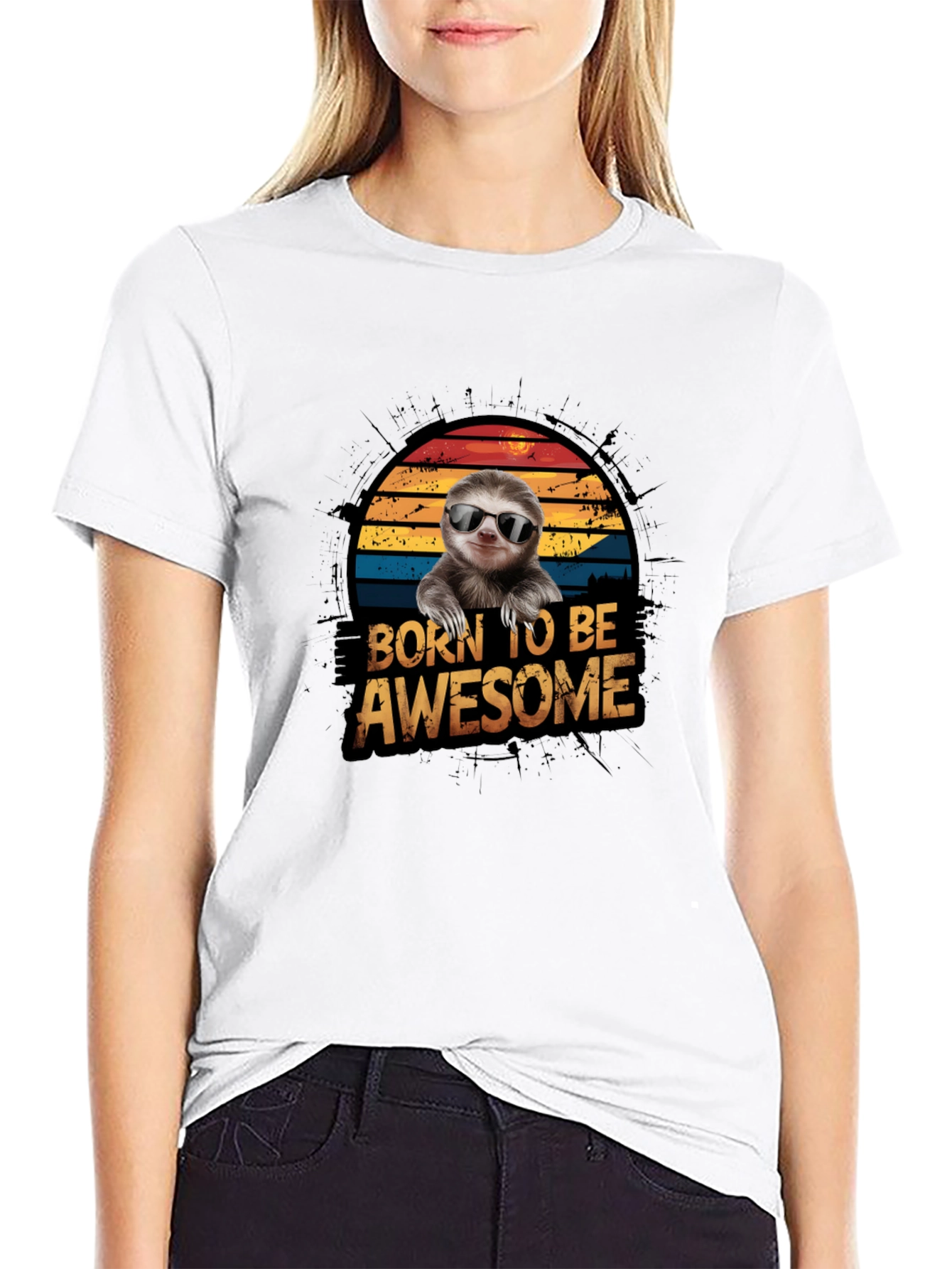 Born to Be Awesome Sloth Graphic T-Shirt
