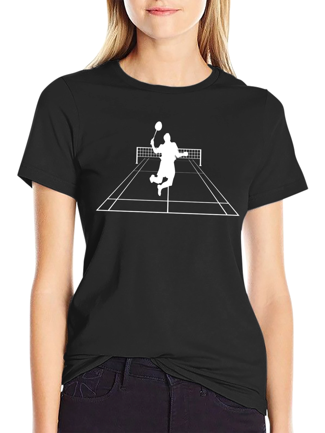Badminton Smash Graphic Tee - Black