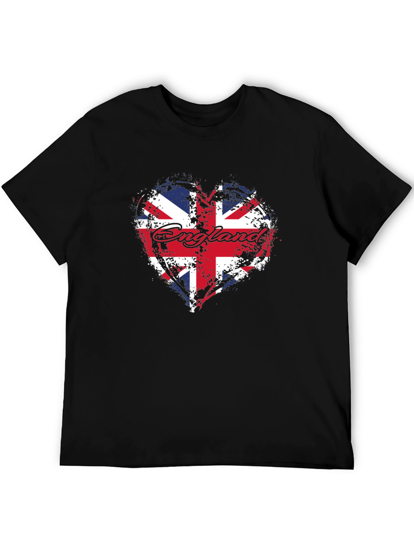 England Flag Heart T-Shirt - Black