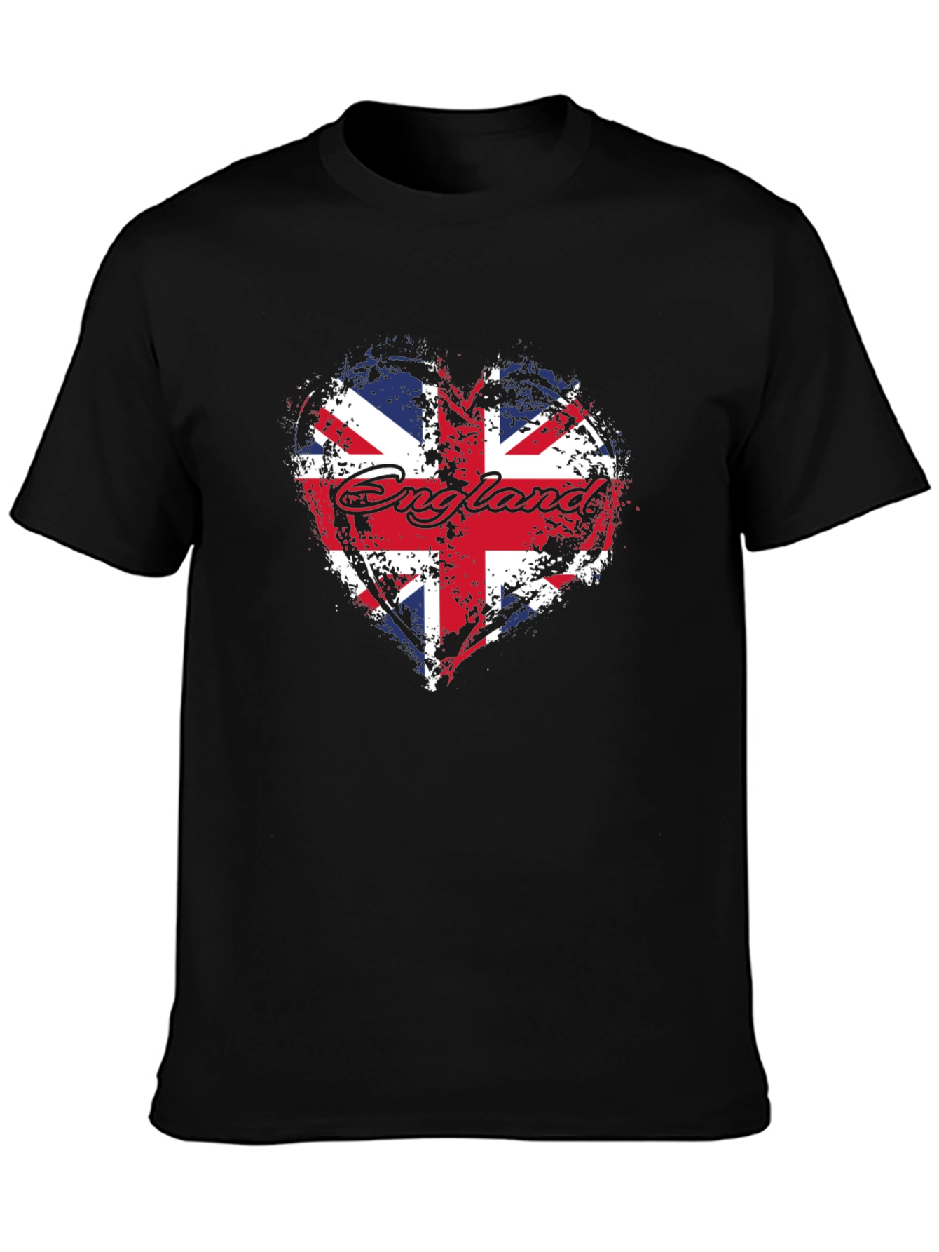 England Flag Heart T-Shirt - Black