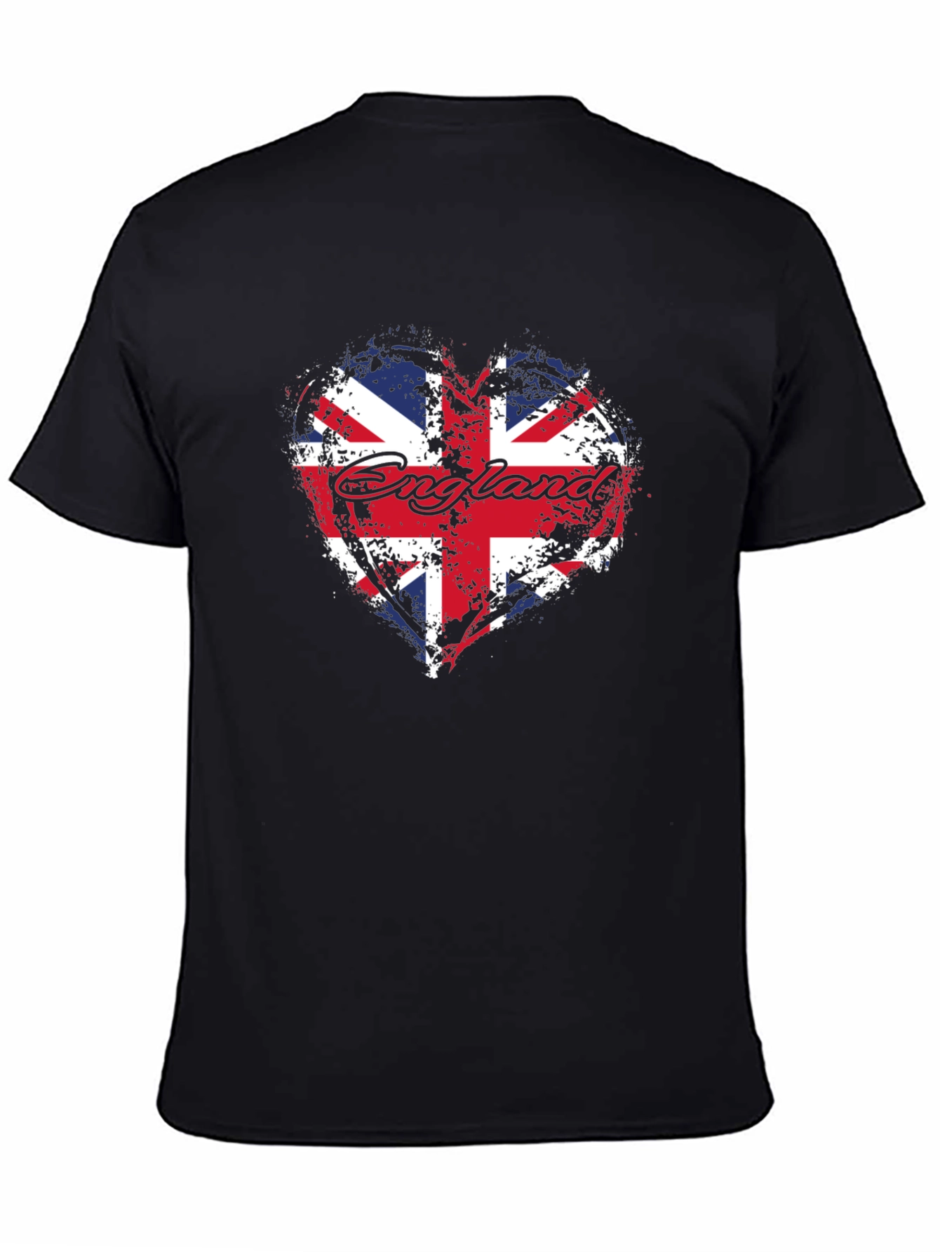 England Flag Heart T-Shirt - Black