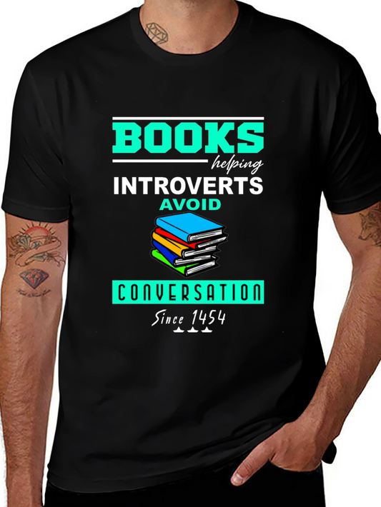 Introverts Black Graphic Tee - Books Avoid Conversation Since 1454