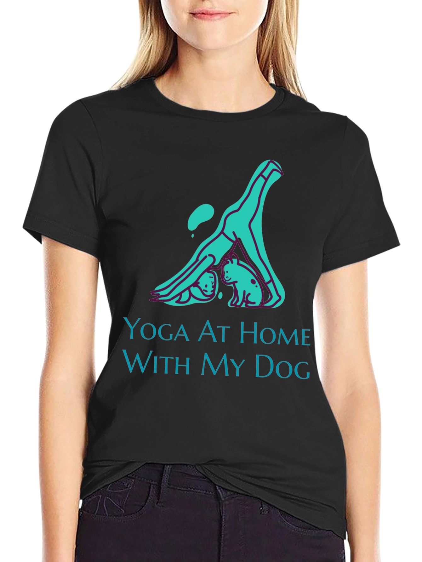 Yoga At Home With My Dog Graphic T-Shirt