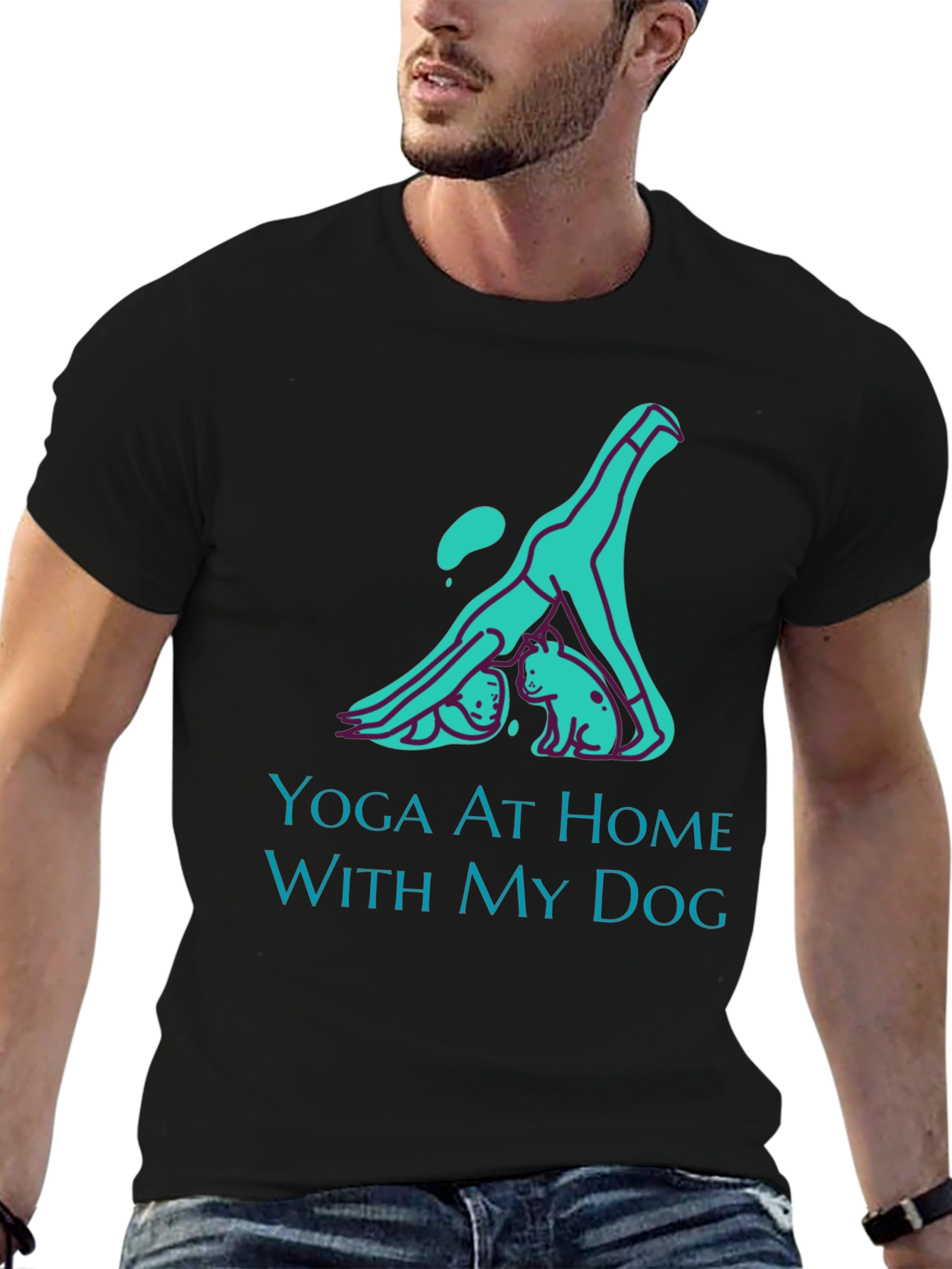 Yoga At Home With My Dog Graphic T-Shirt