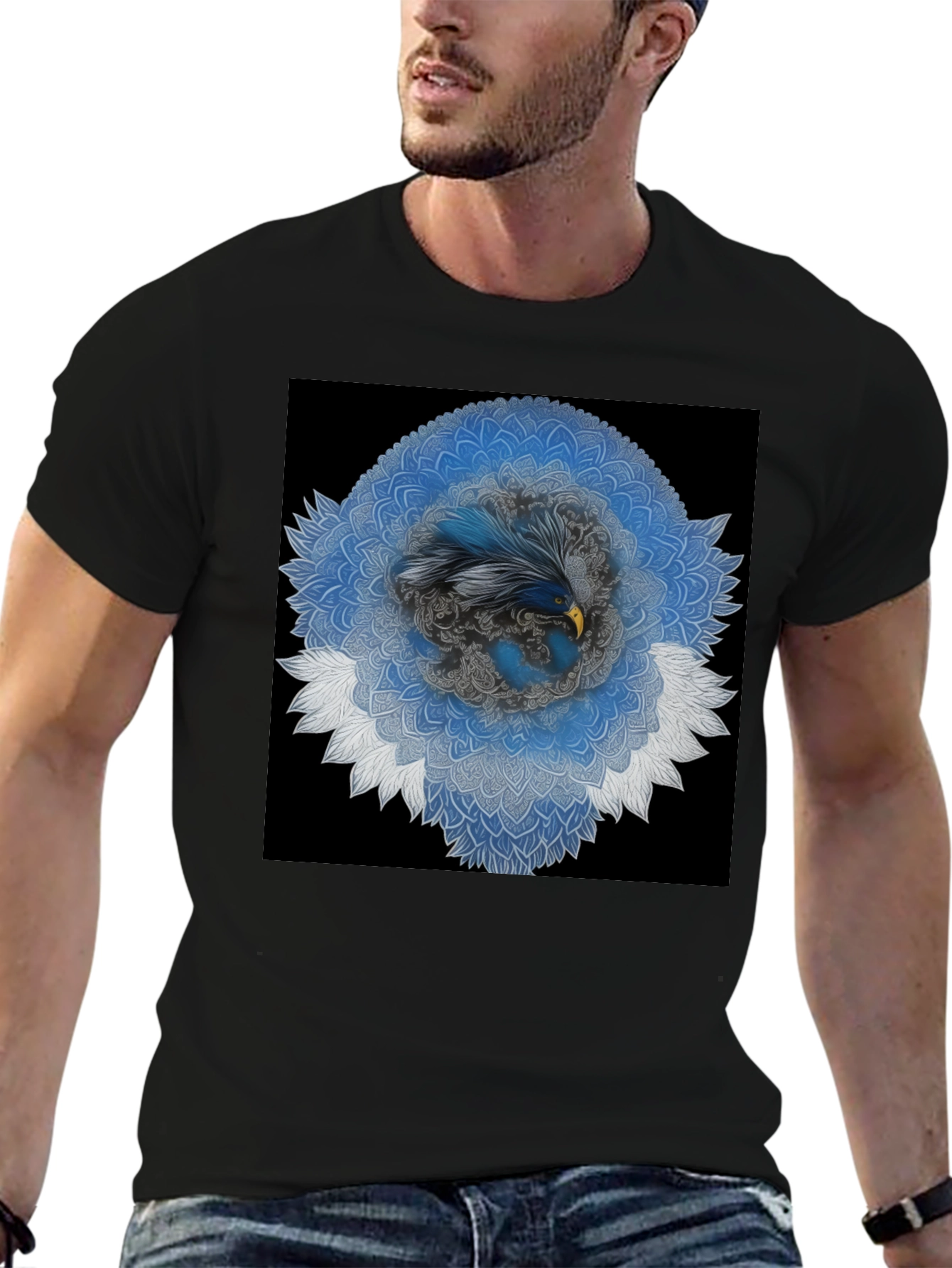 Eagle Mandala Graphic Tee - Modern Black T-Shirt