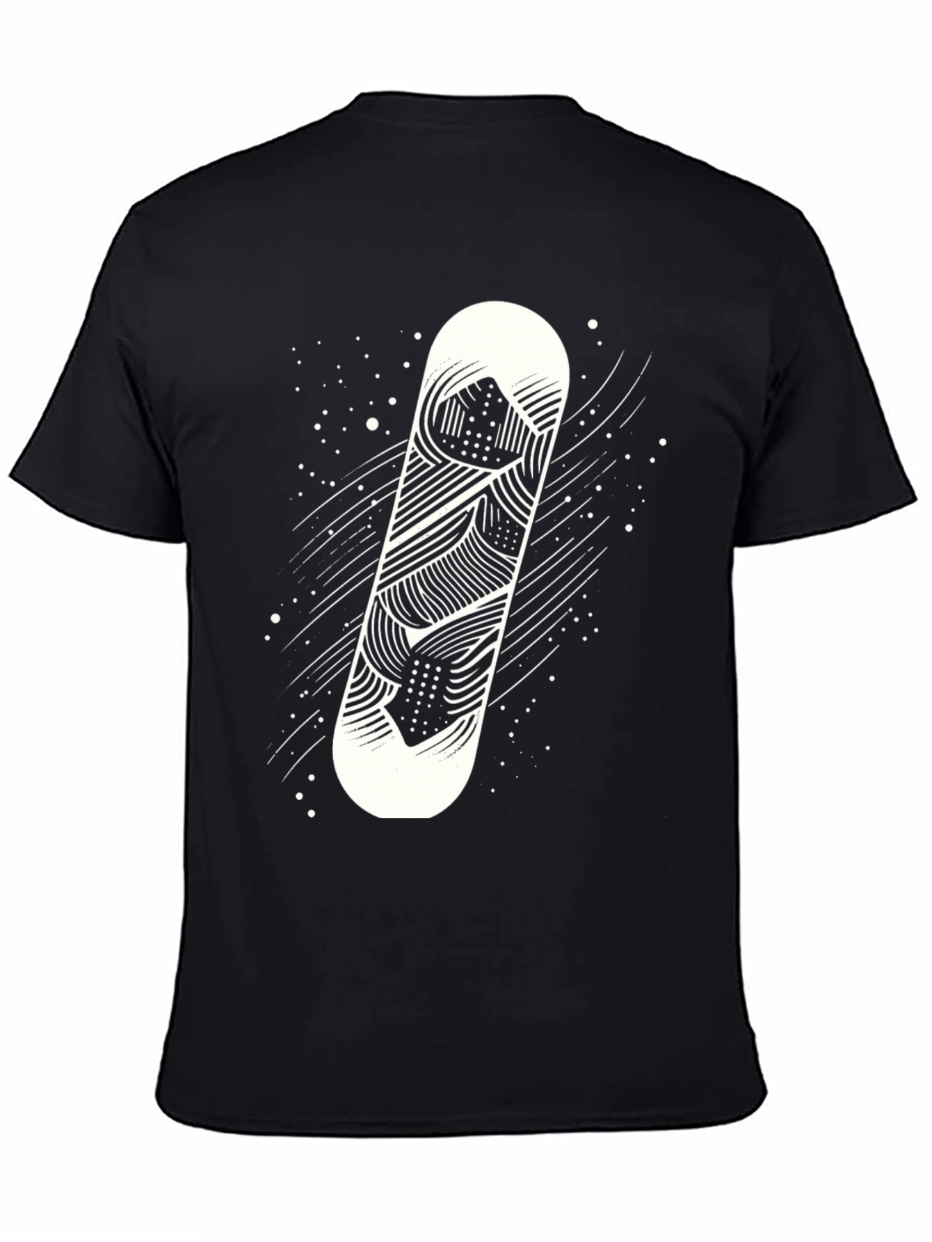 Snowboard Graphic Tee - Black Crew Neck T-Shirt