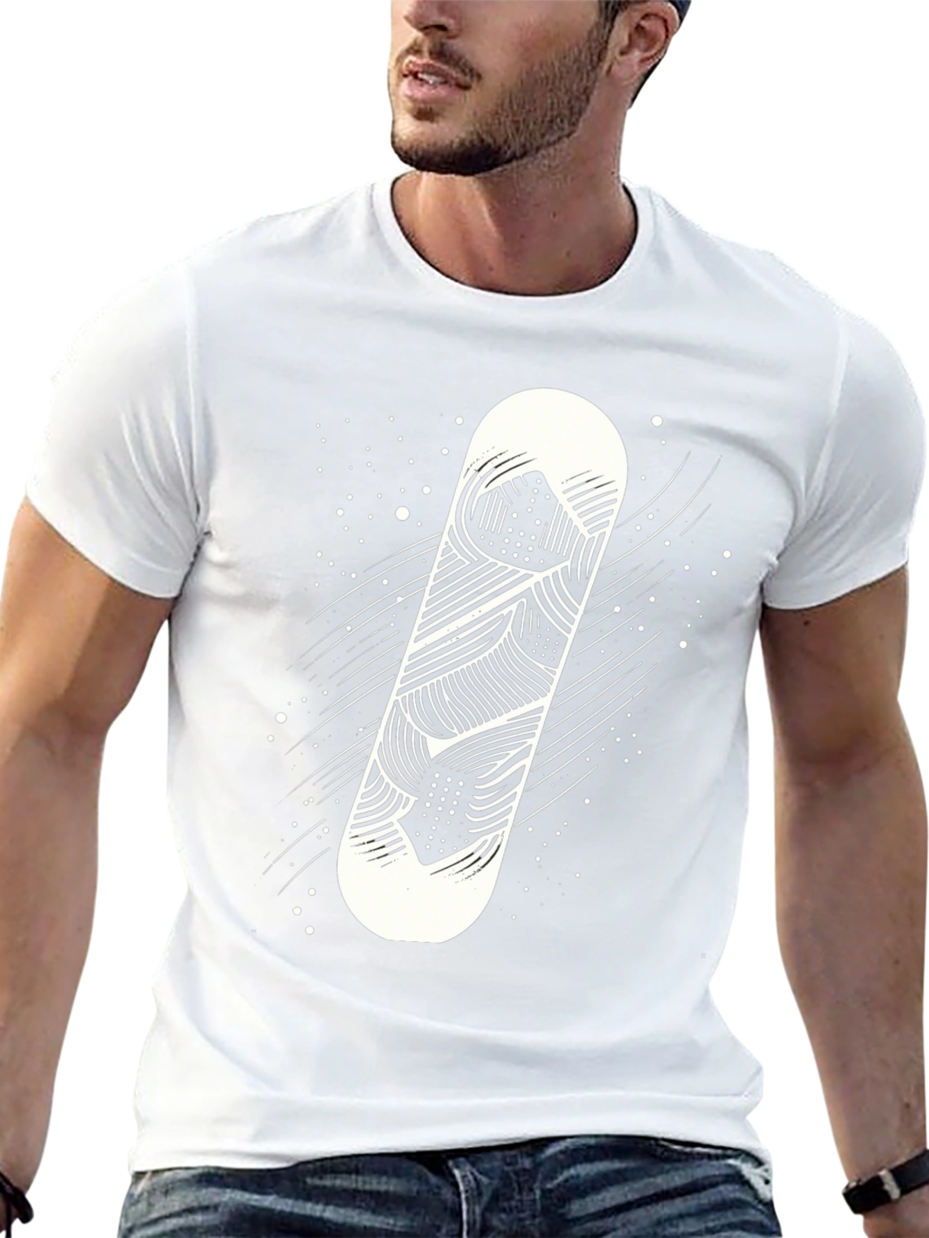 Snowboard Graphic Tee - Black Crew Neck T-Shirt