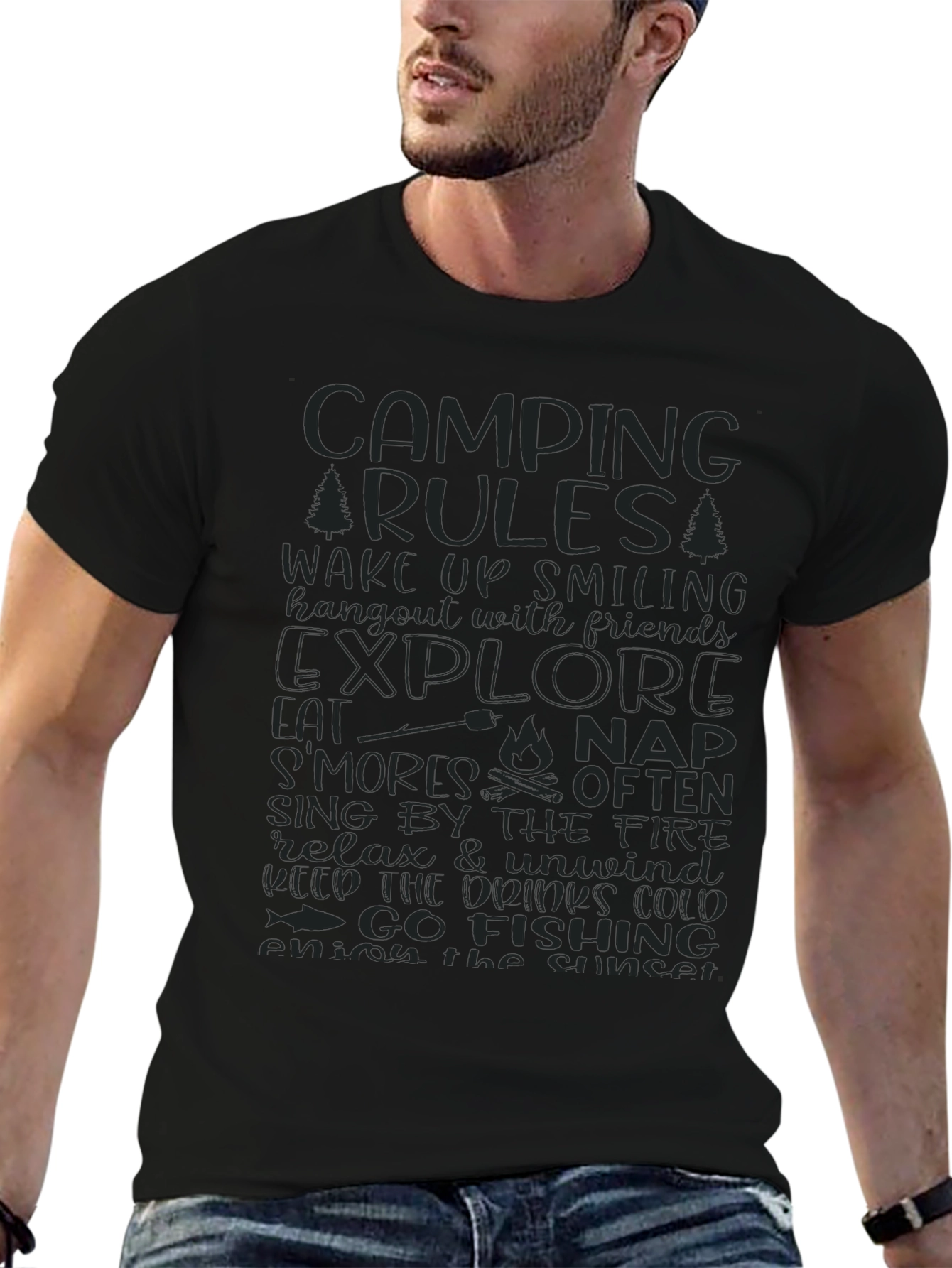 Camping Rules Graphic Print Tee