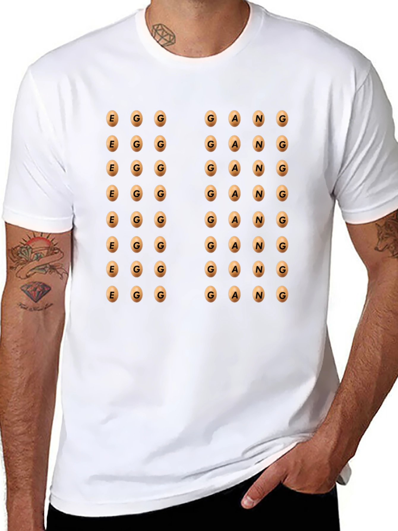 Egg Gang Graphic Print Black T-Shirt