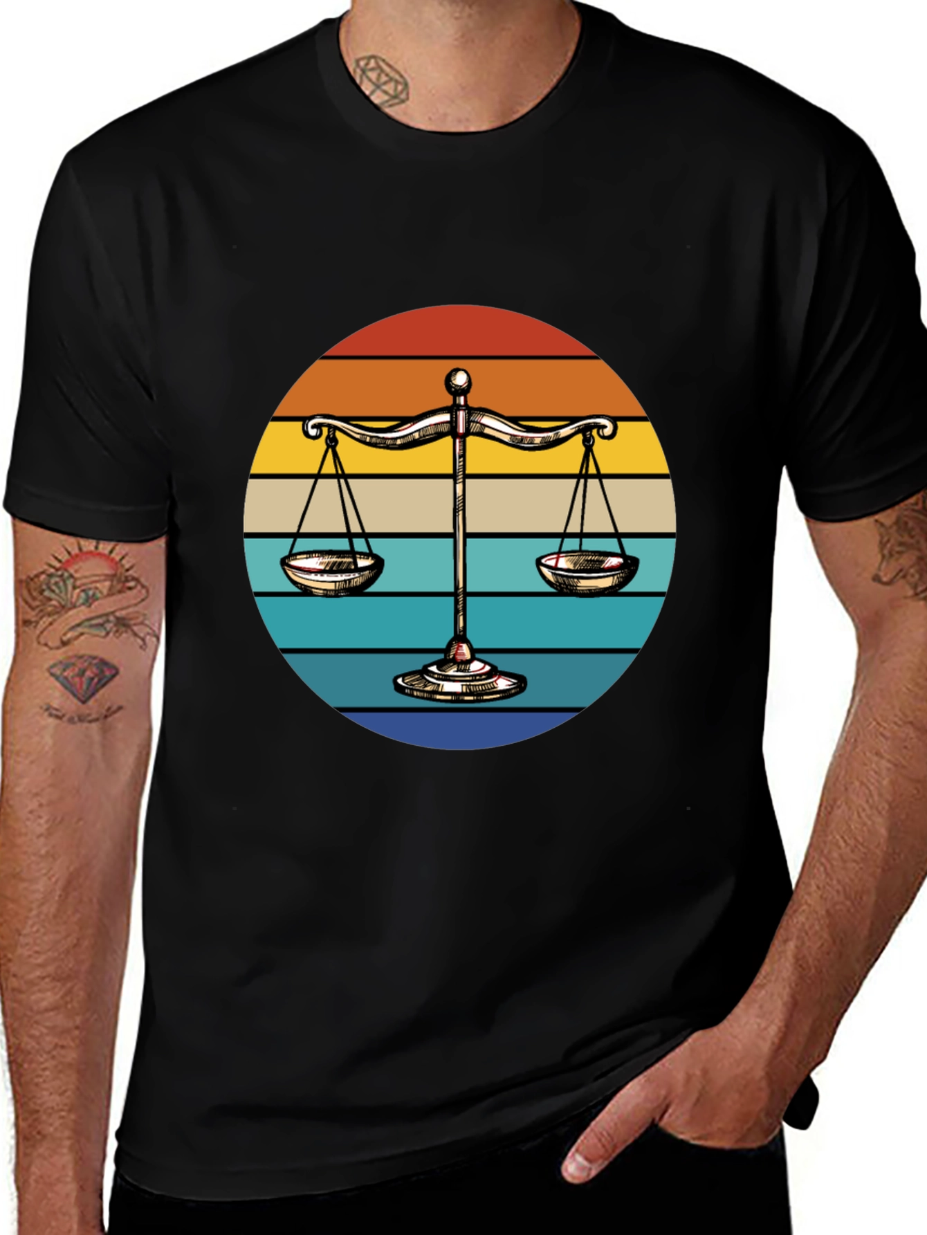 Scales of Justice Retro Sunset T-Shirt