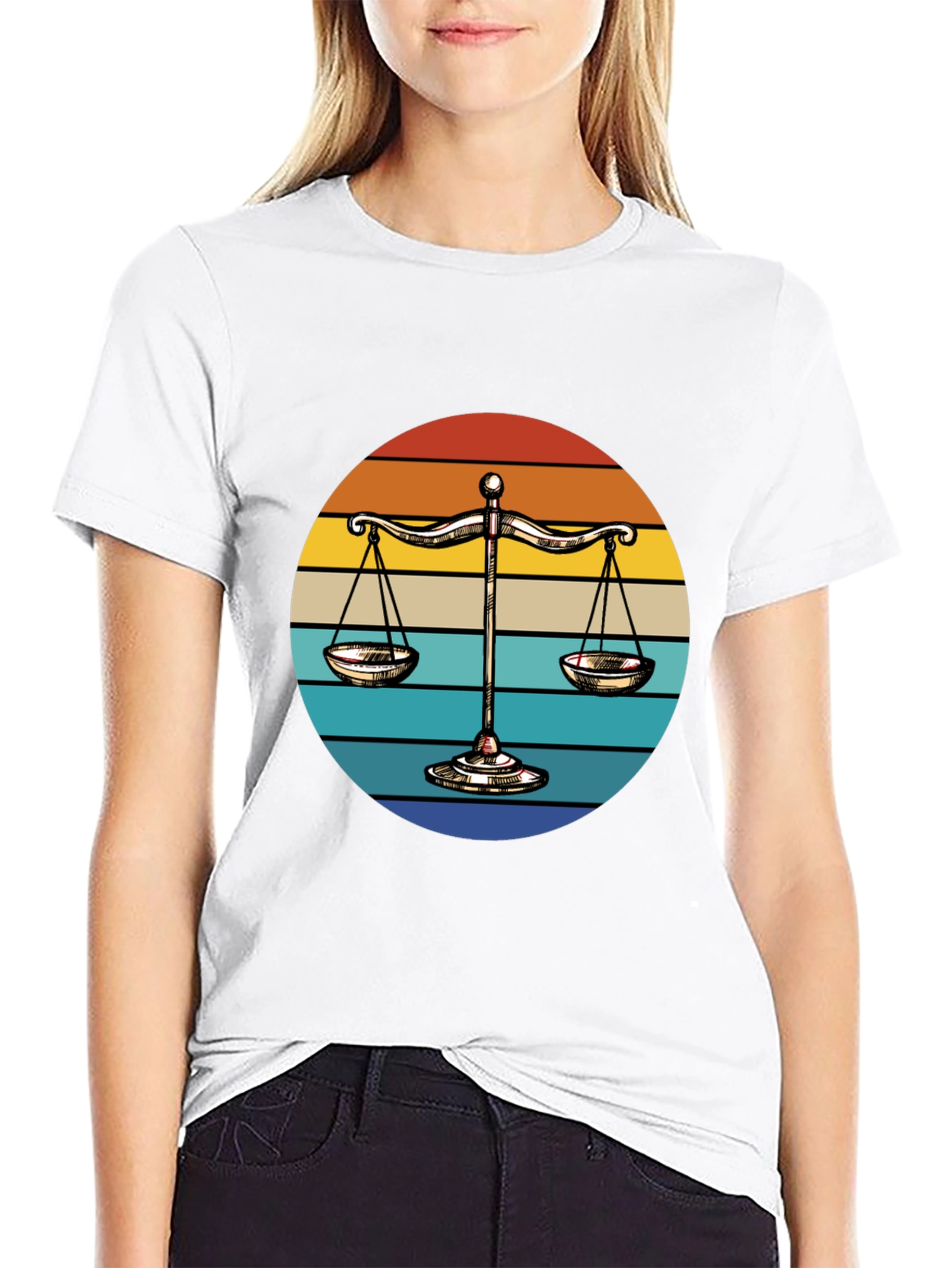 Scales of Justice Retro Sunset T-Shirt
