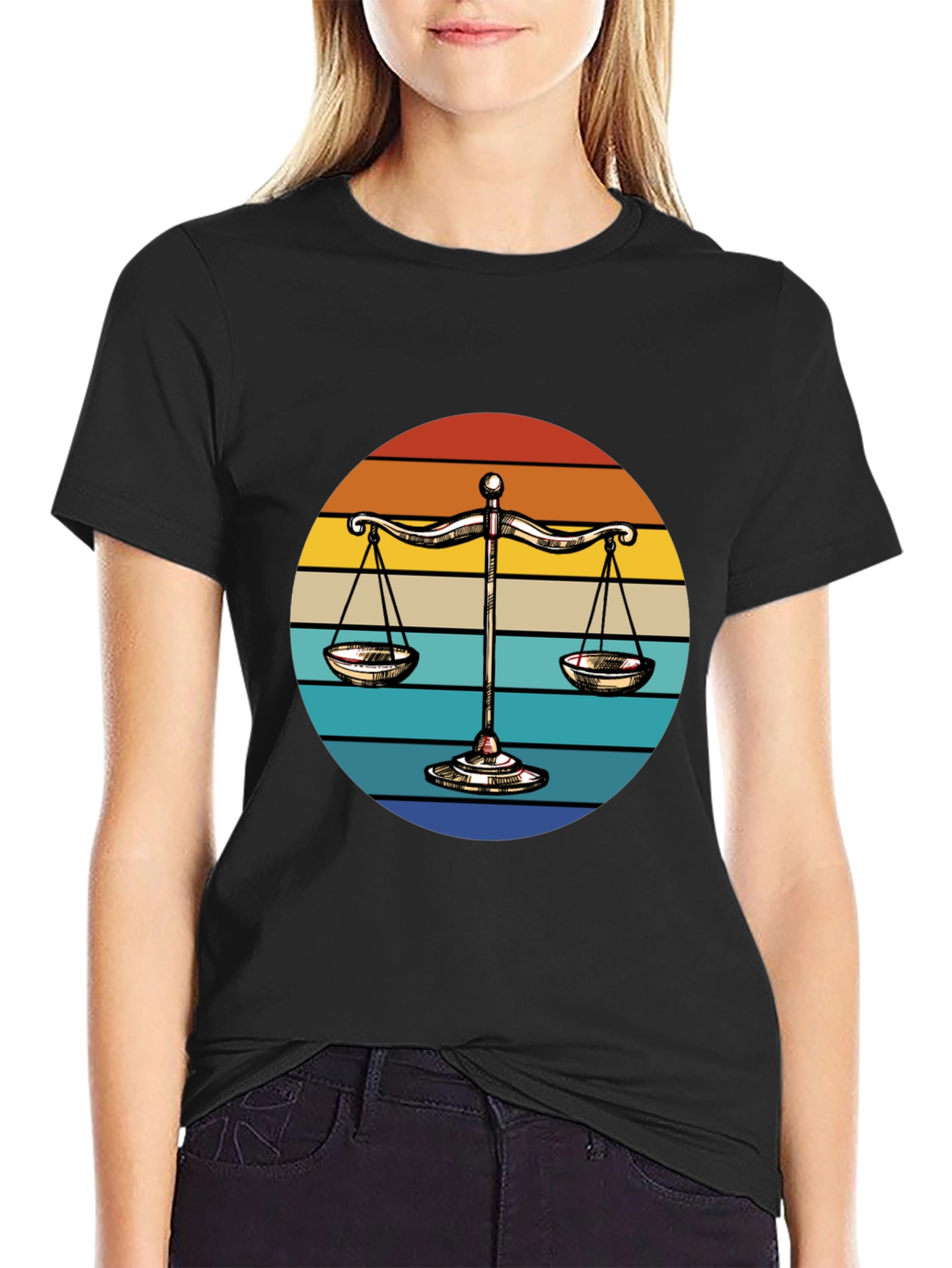 Scales of Justice Retro Sunset T-Shirt
