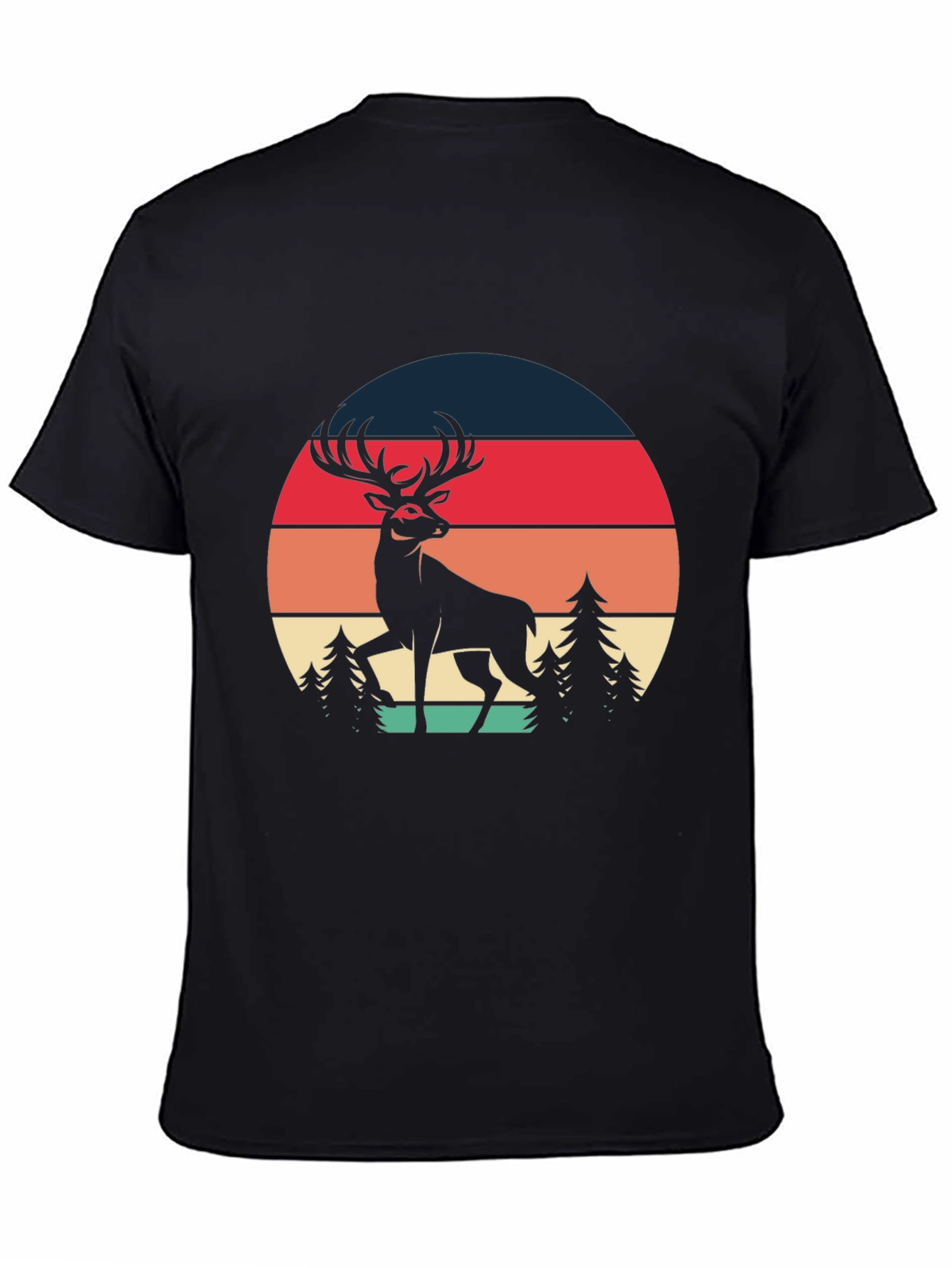 Retro Deer Graphic Tee - Black