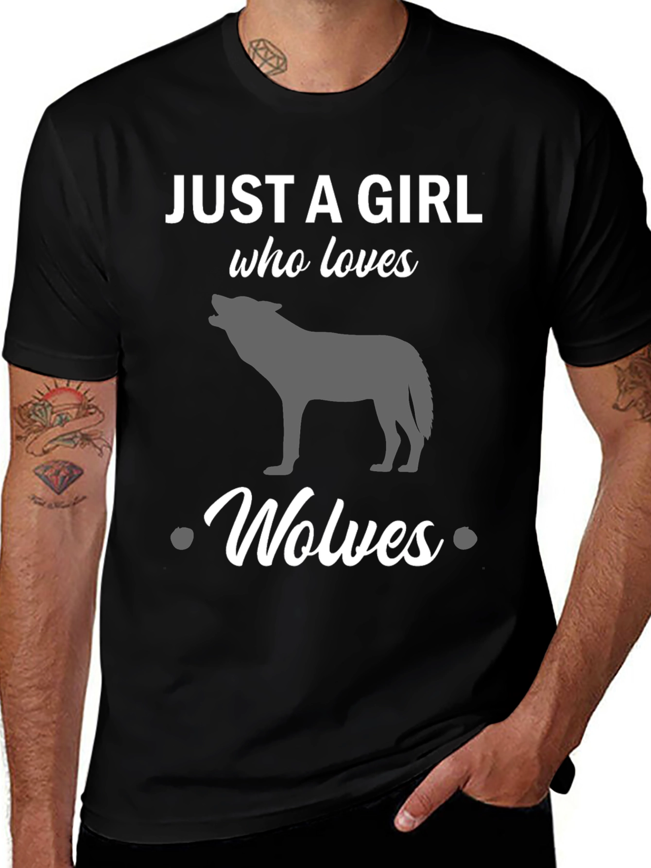 Just a Girl Who Loves Wolves Black T-Shirt