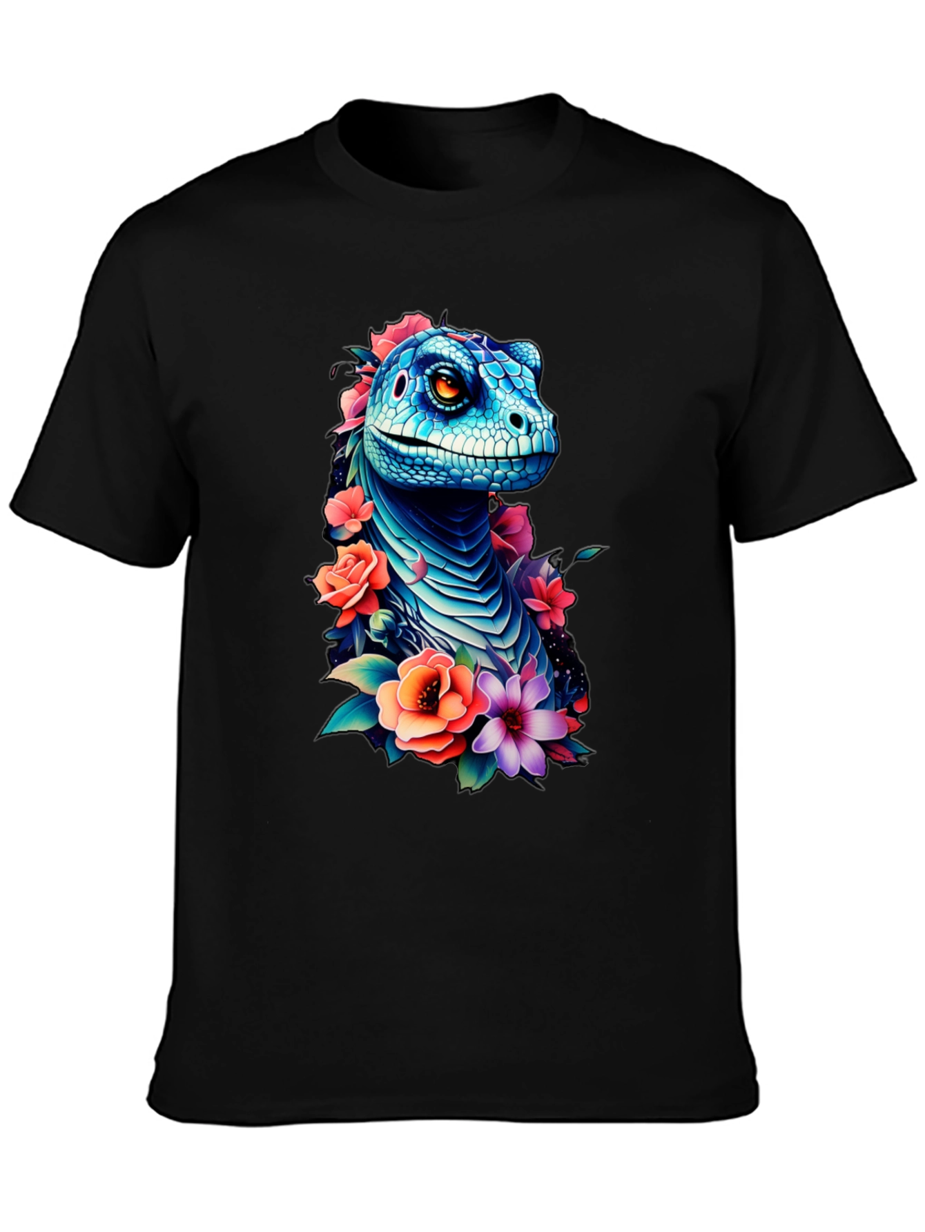 Floral Dinosaur Graphic Tee - Unique Animal Print