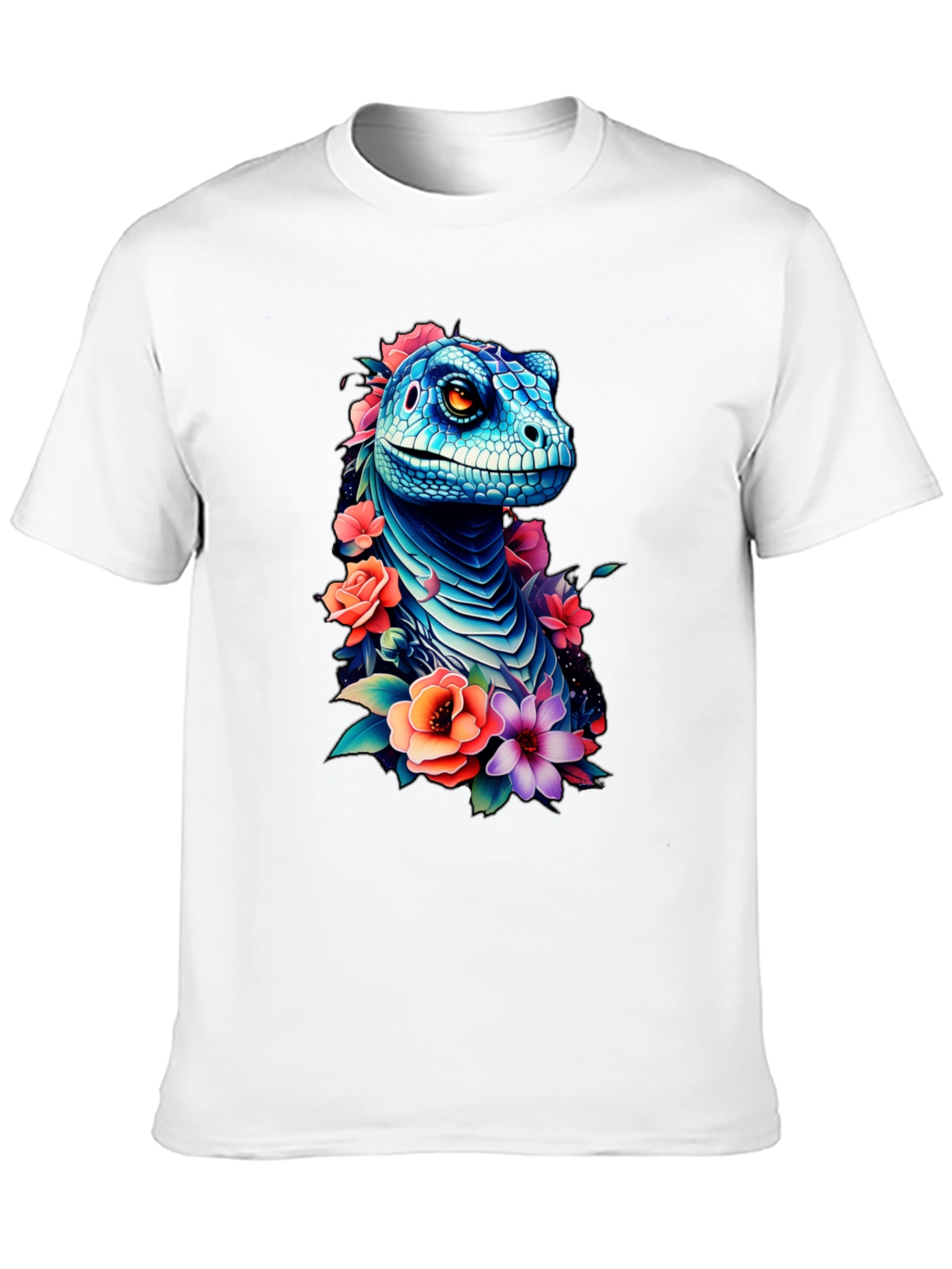 Floral Dinosaur Graphic Tee - Unique Animal Print
