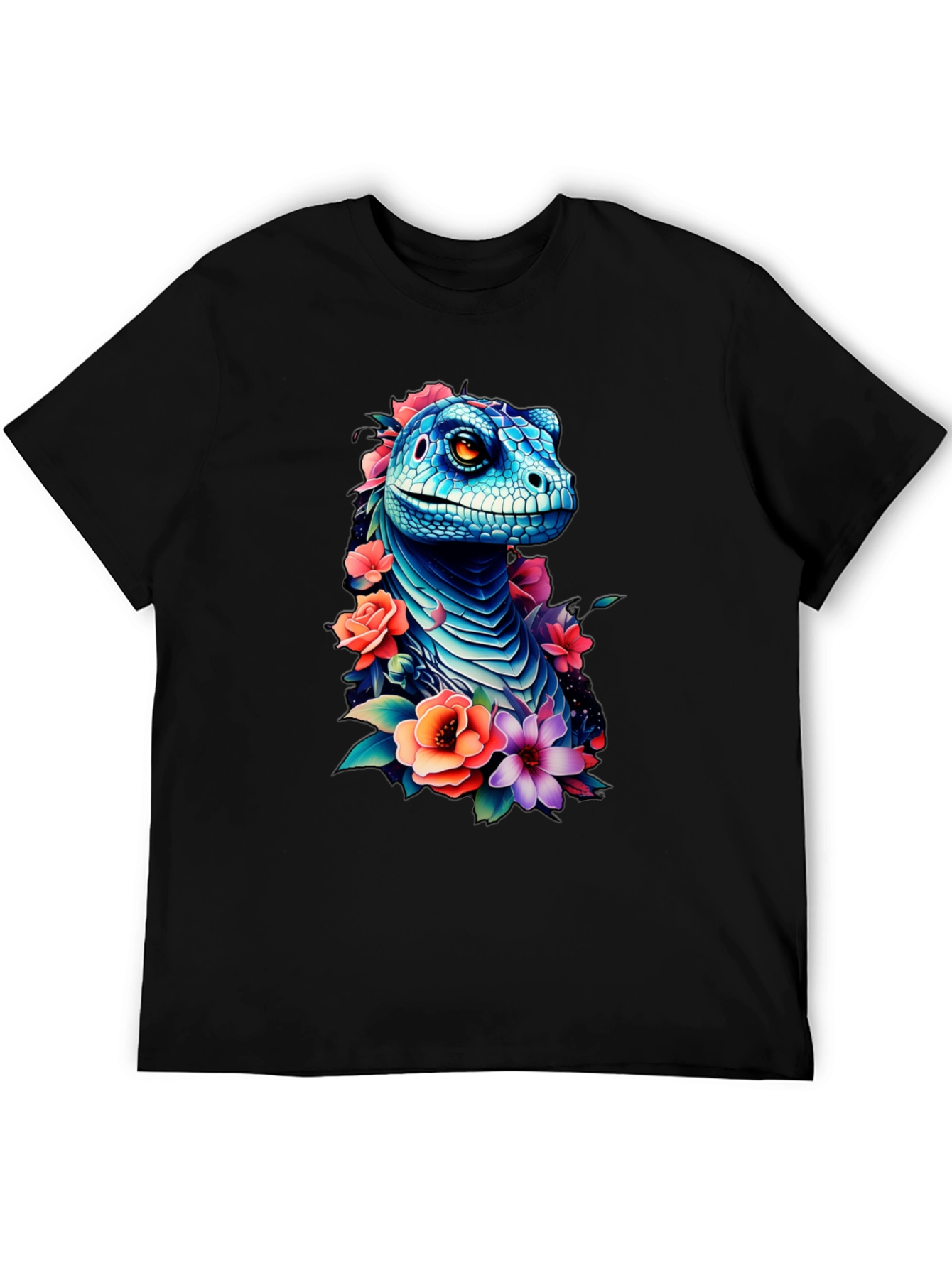 Floral Dinosaur Graphic Tee - Unique Animal Print