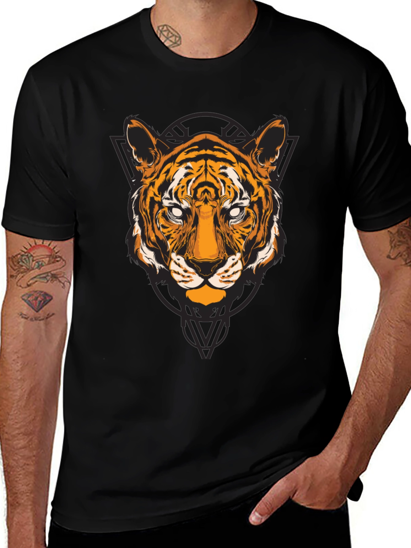 Tiger Graphic T-Shirt - Black Cotton Tee