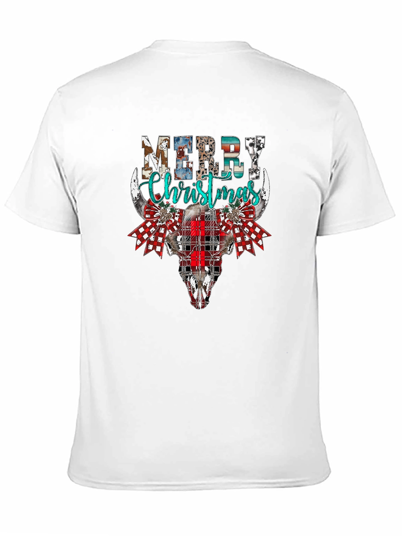 Merry Christmas Bull Skull Graphic Tee