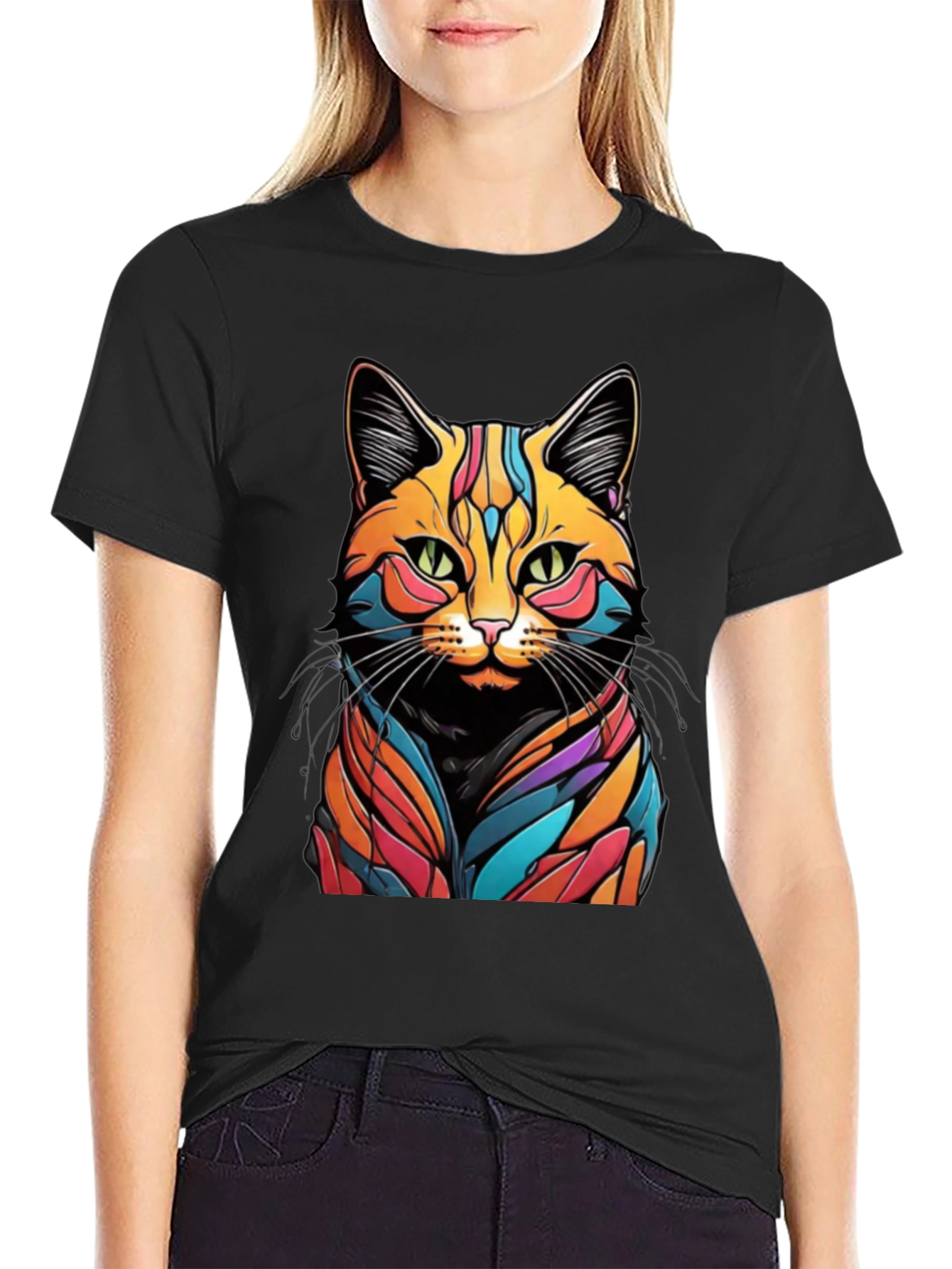 Psychedelic Cat Graphic T-Shirt